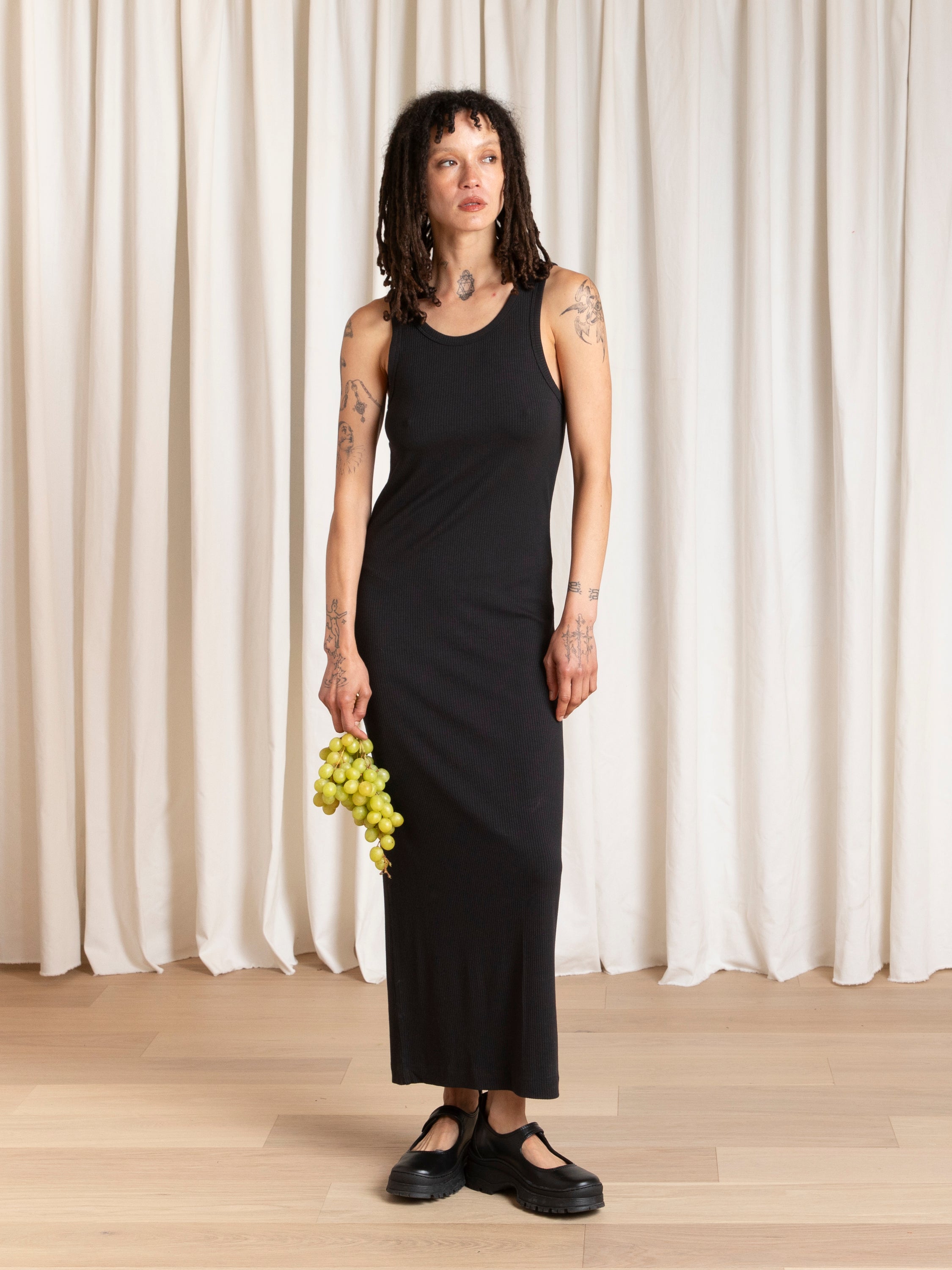 RIBBED DRESS - BLACK