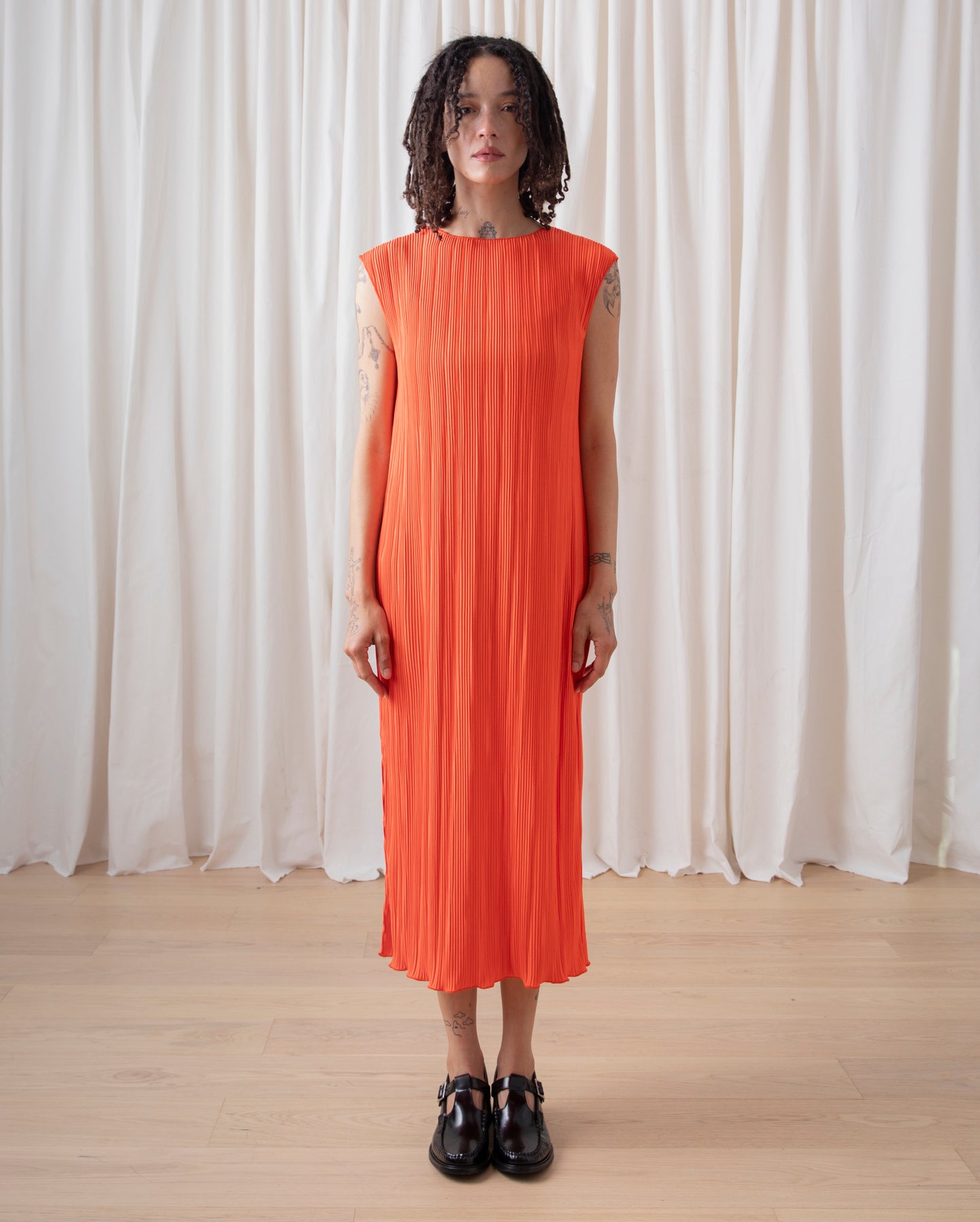 PLEATED TANK DRESS - POPPY