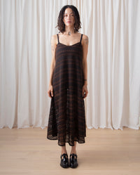 FULL HEM DRESS - BROWN/BLACK CROCHET