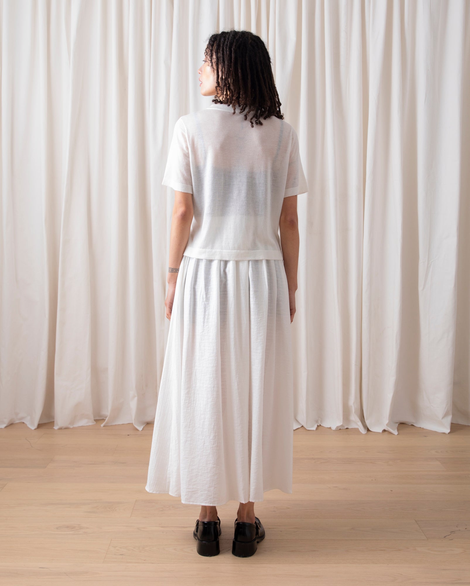 THIN KNIT T-SHIRT - BONE