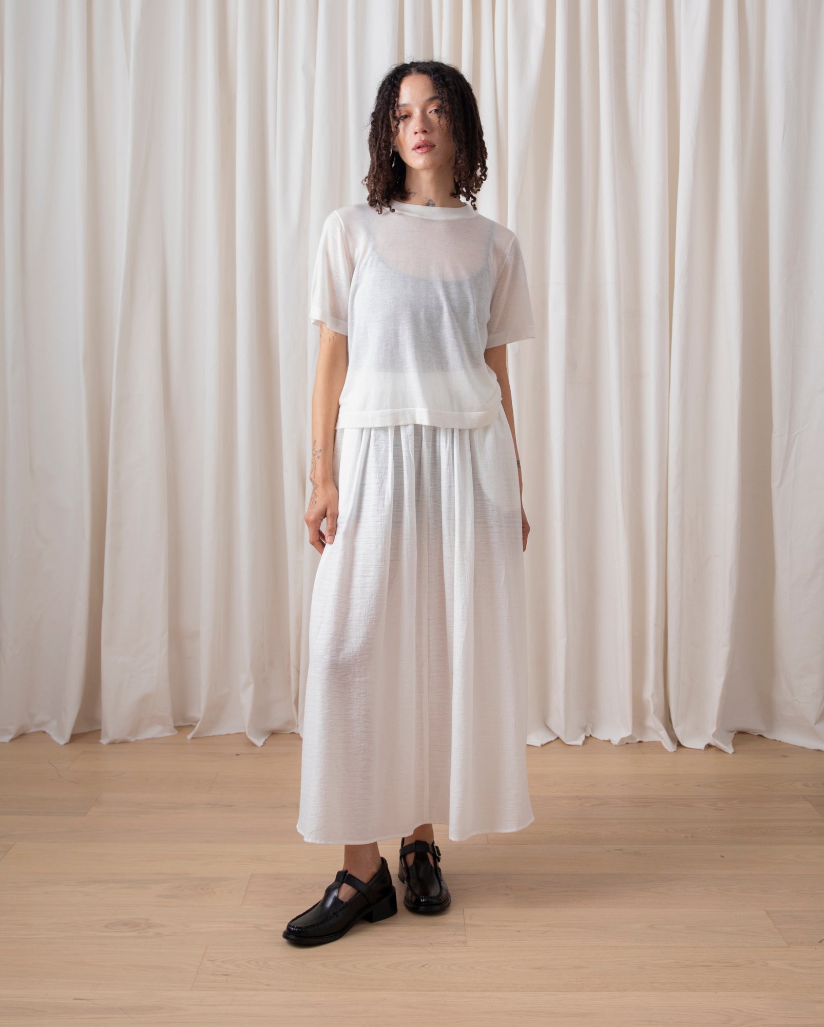 THIN KNIT T-SHIRT - BONE