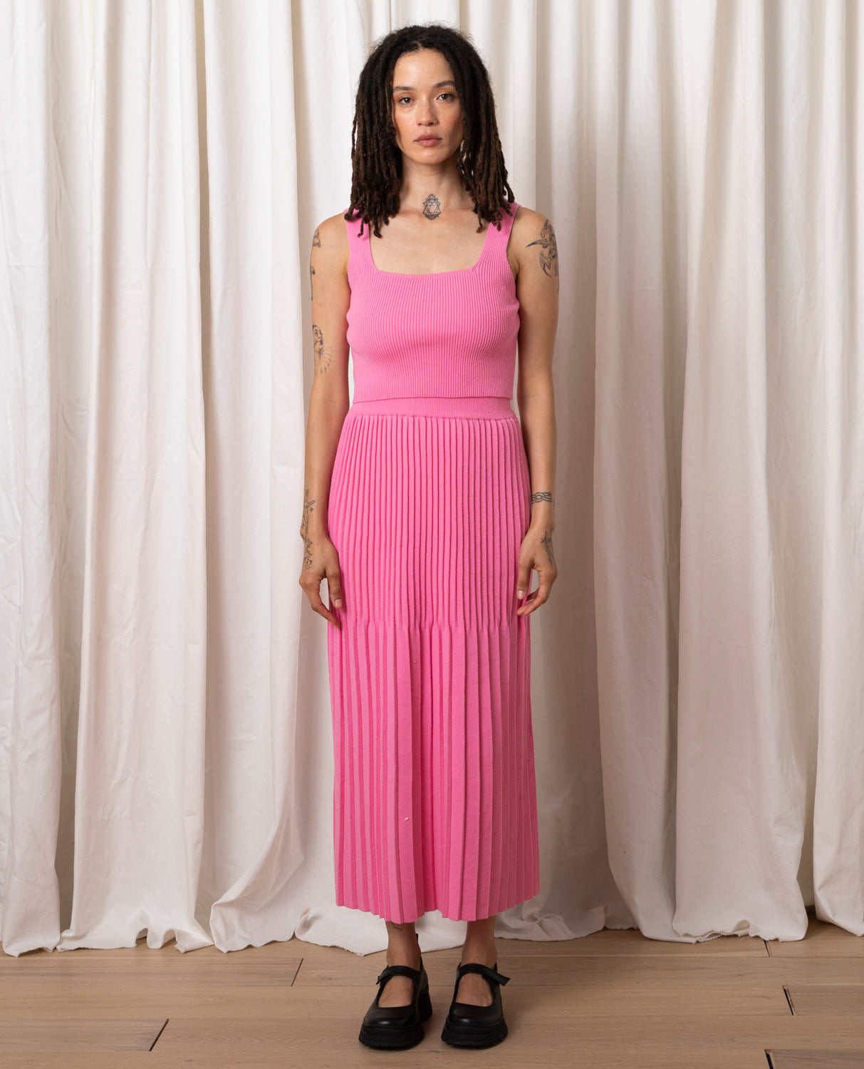 KNIT CROP TANK - BUBBLEGUM