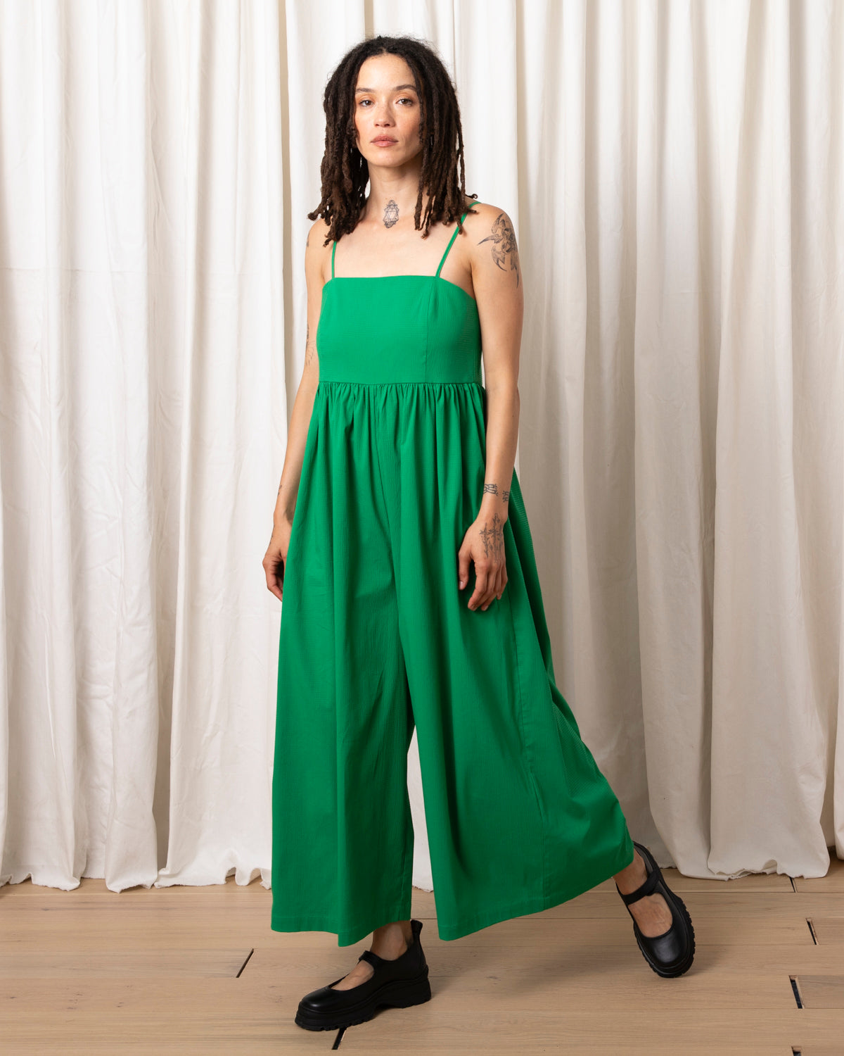 SAMPLE - SEERSUCKER FULL JUMPER - KELLY GREEN