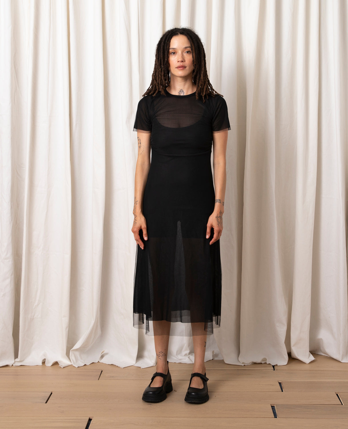 SAMPLE - FITTED HEAVY T-SHIRT DRESS - MIDNIGHT
