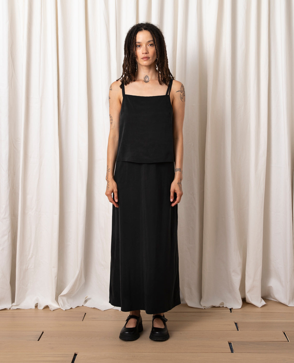 CUPRO SLIP TOP - BLACK