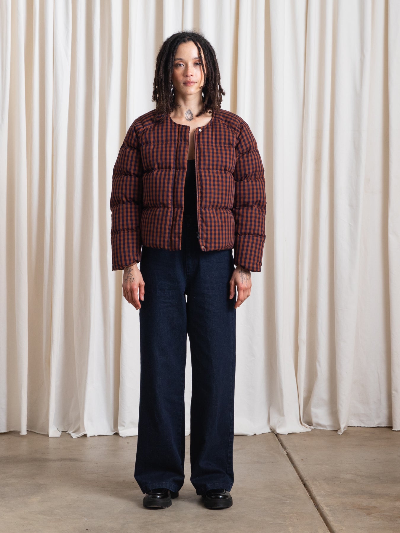 PUFFER JACKET - BLACK SEERSUCKER