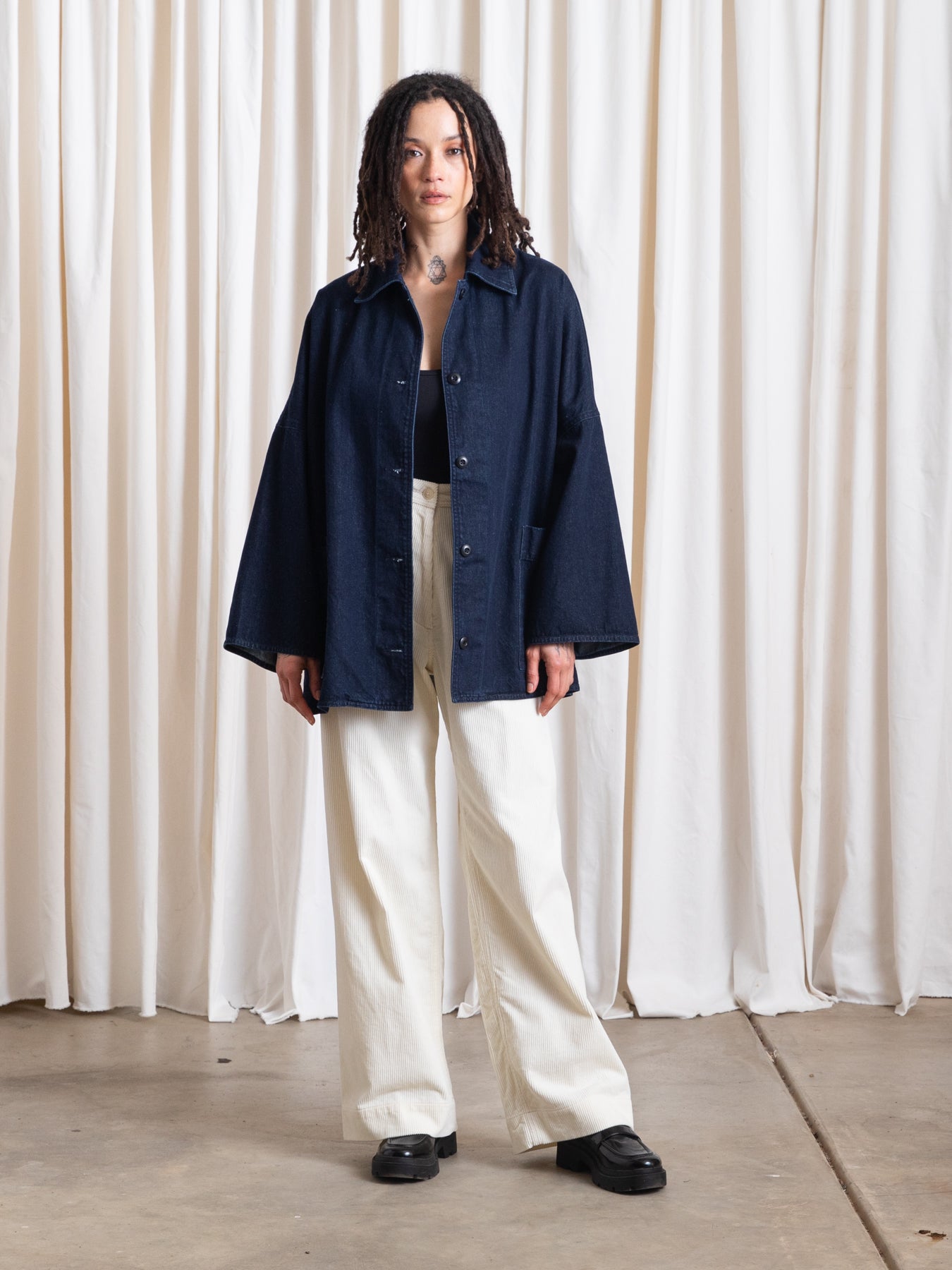 OVERSIZED SHIRT JACKET - DARK DENIM