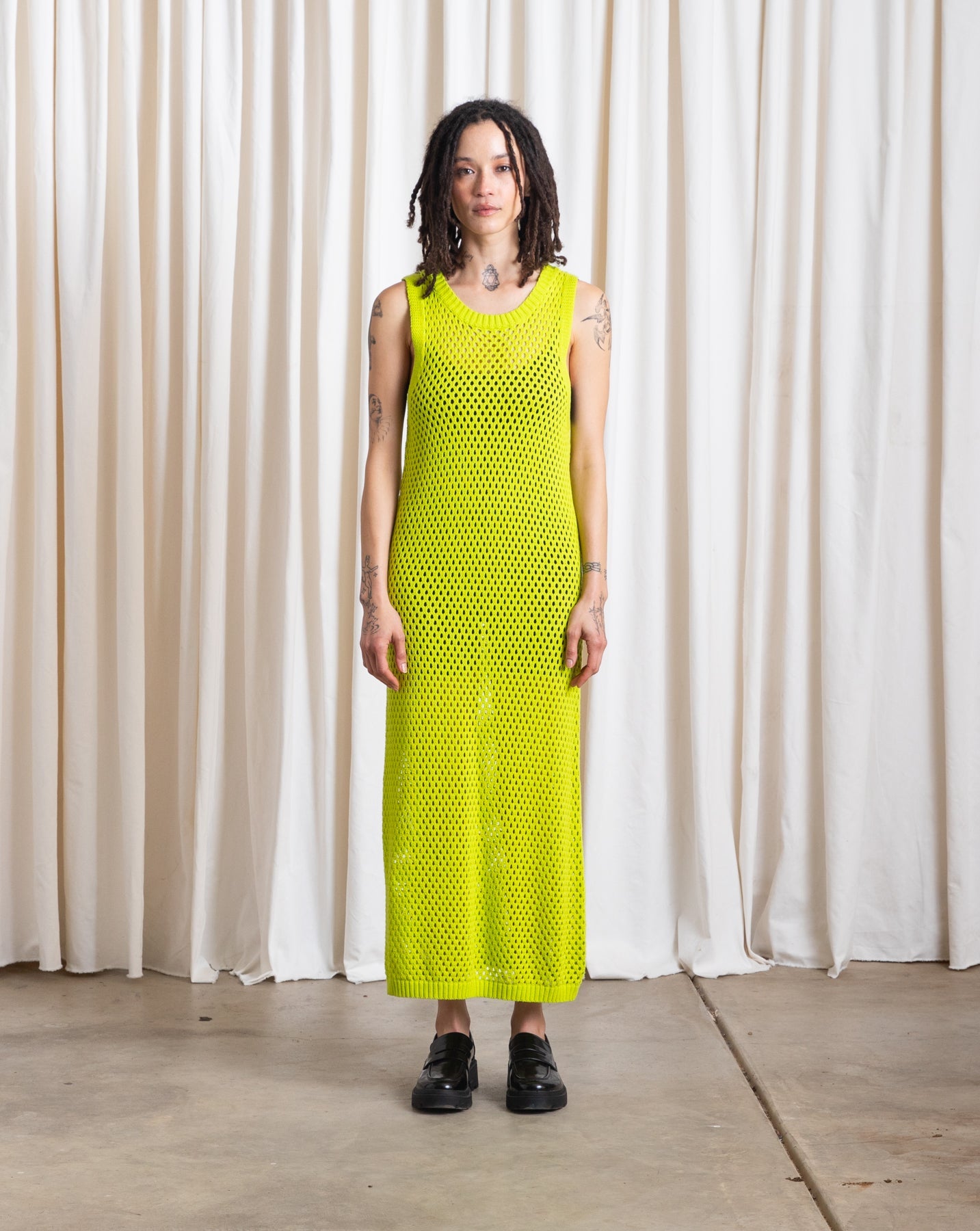 SAMPLE - OPEN KNIT DRESS - BLACK