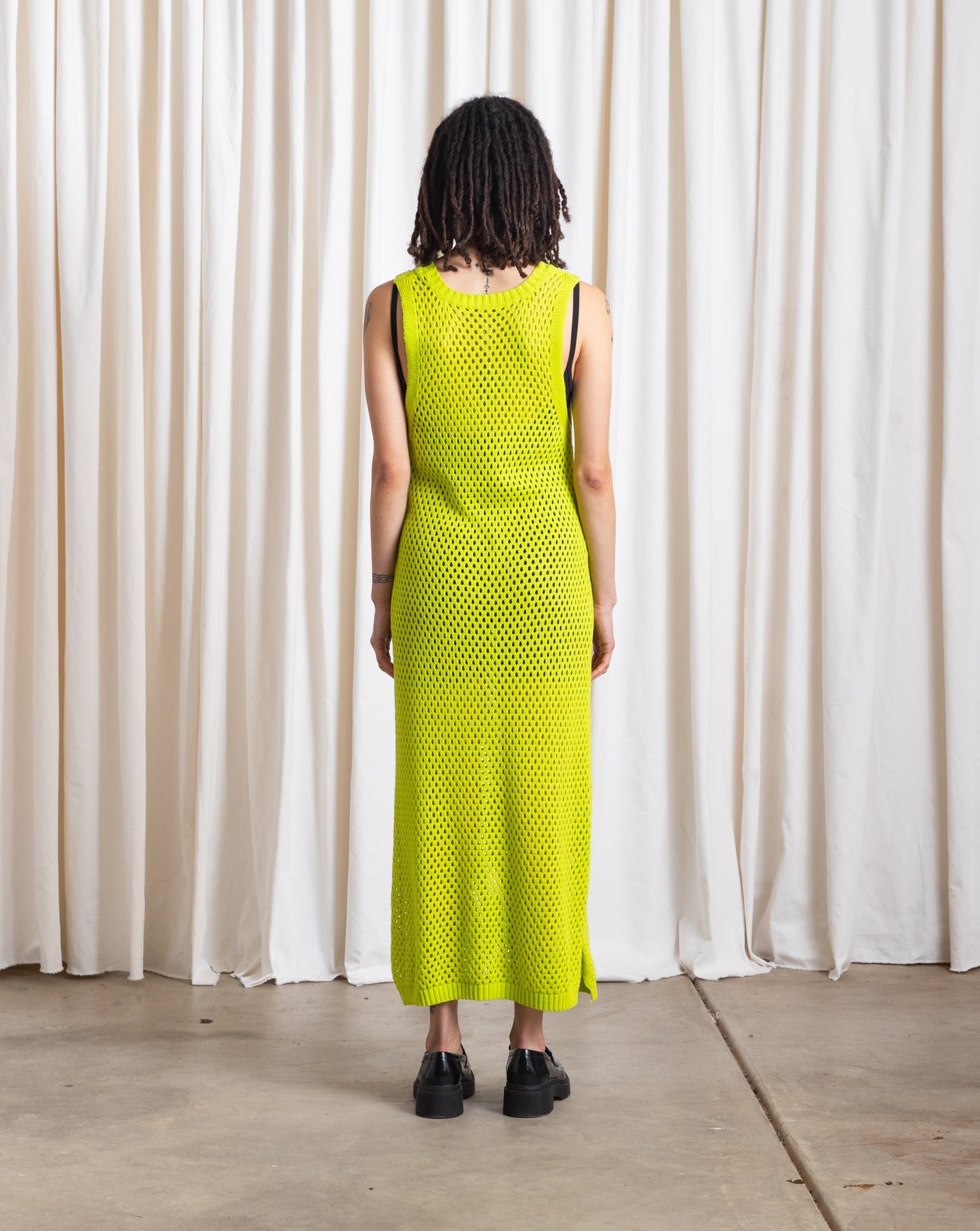SAMPLE - OPEN KNIT DRESS - BLACK