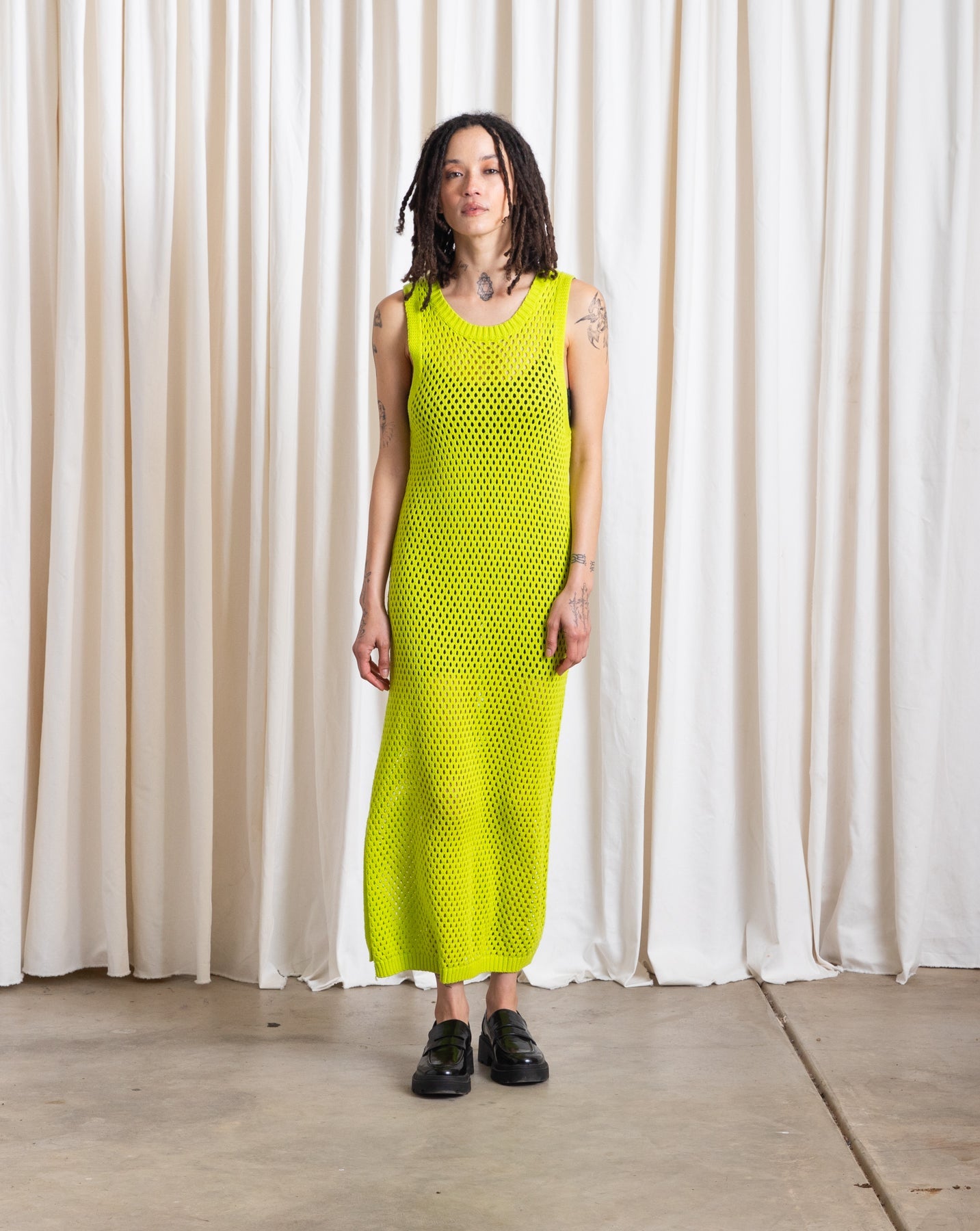 SAMPLE - OPEN KNIT DRESS - BLACK