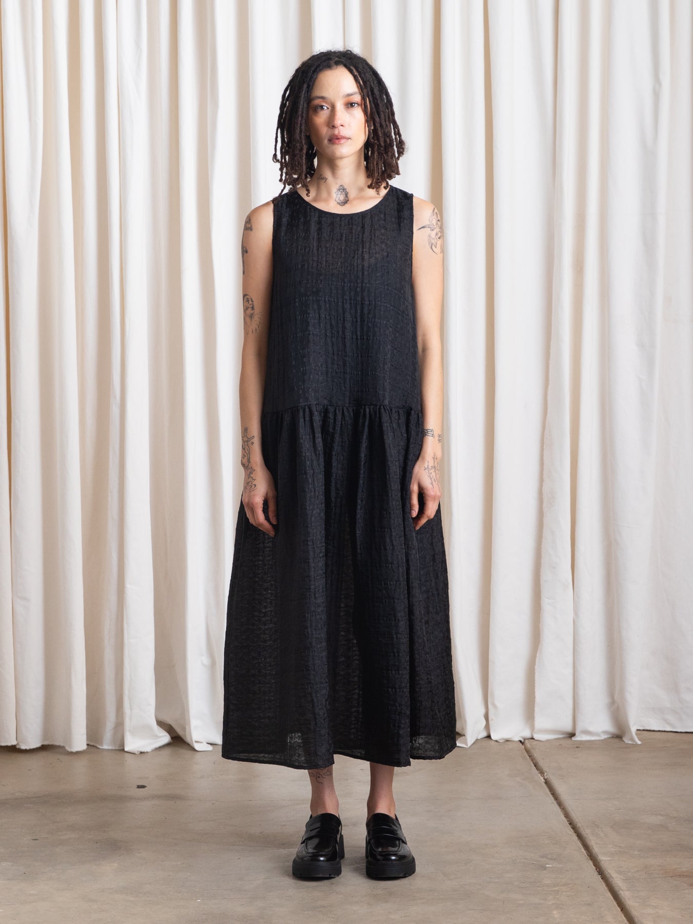 SAMPLE - DROP WAIST TANK DRESS - BLACK