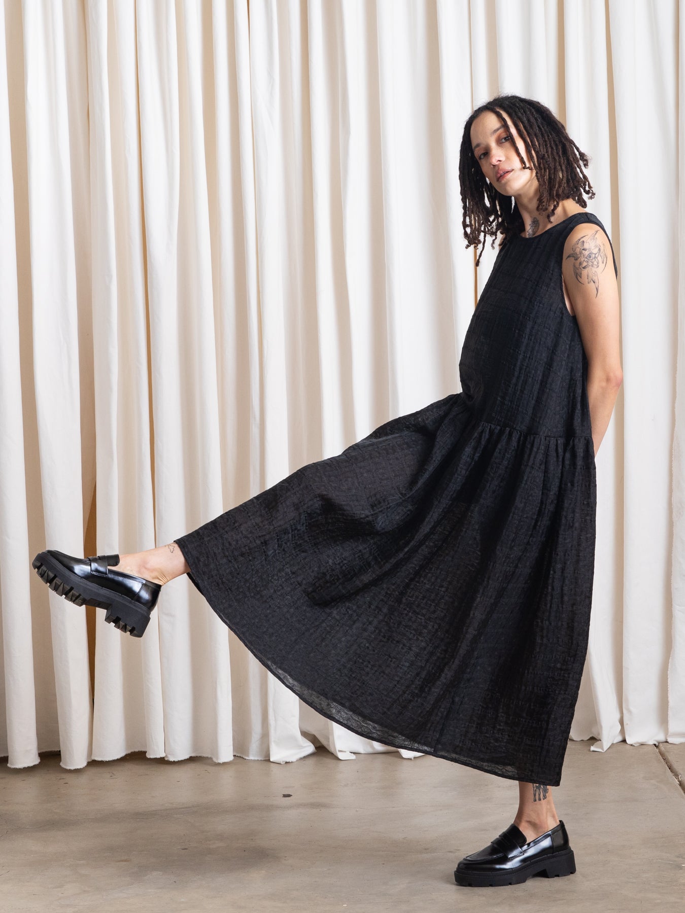 SAMPLE - DROP WAIST TANK DRESS - BLACK