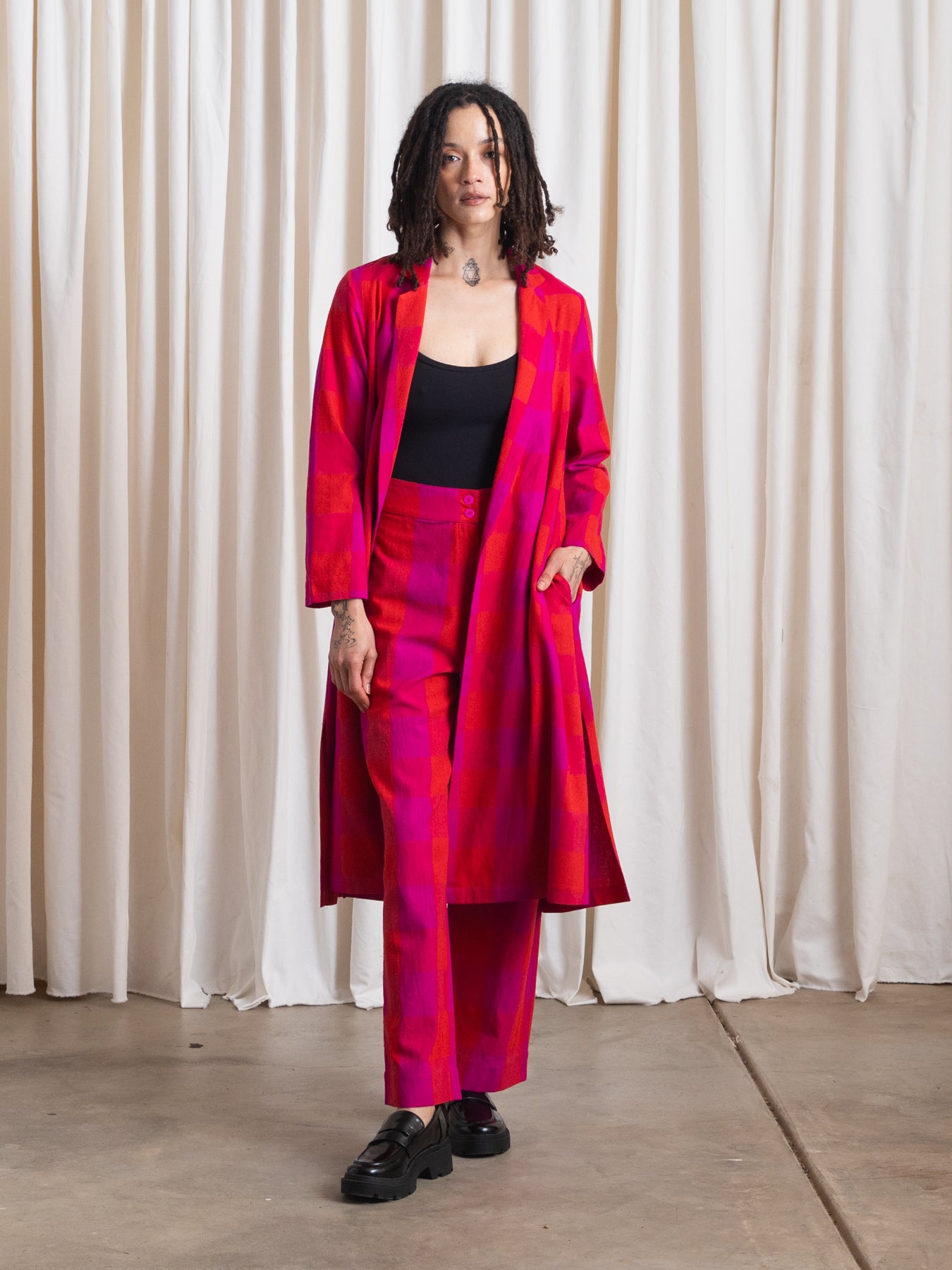 NOTCH JACKET - POPPY/PINK PLAID