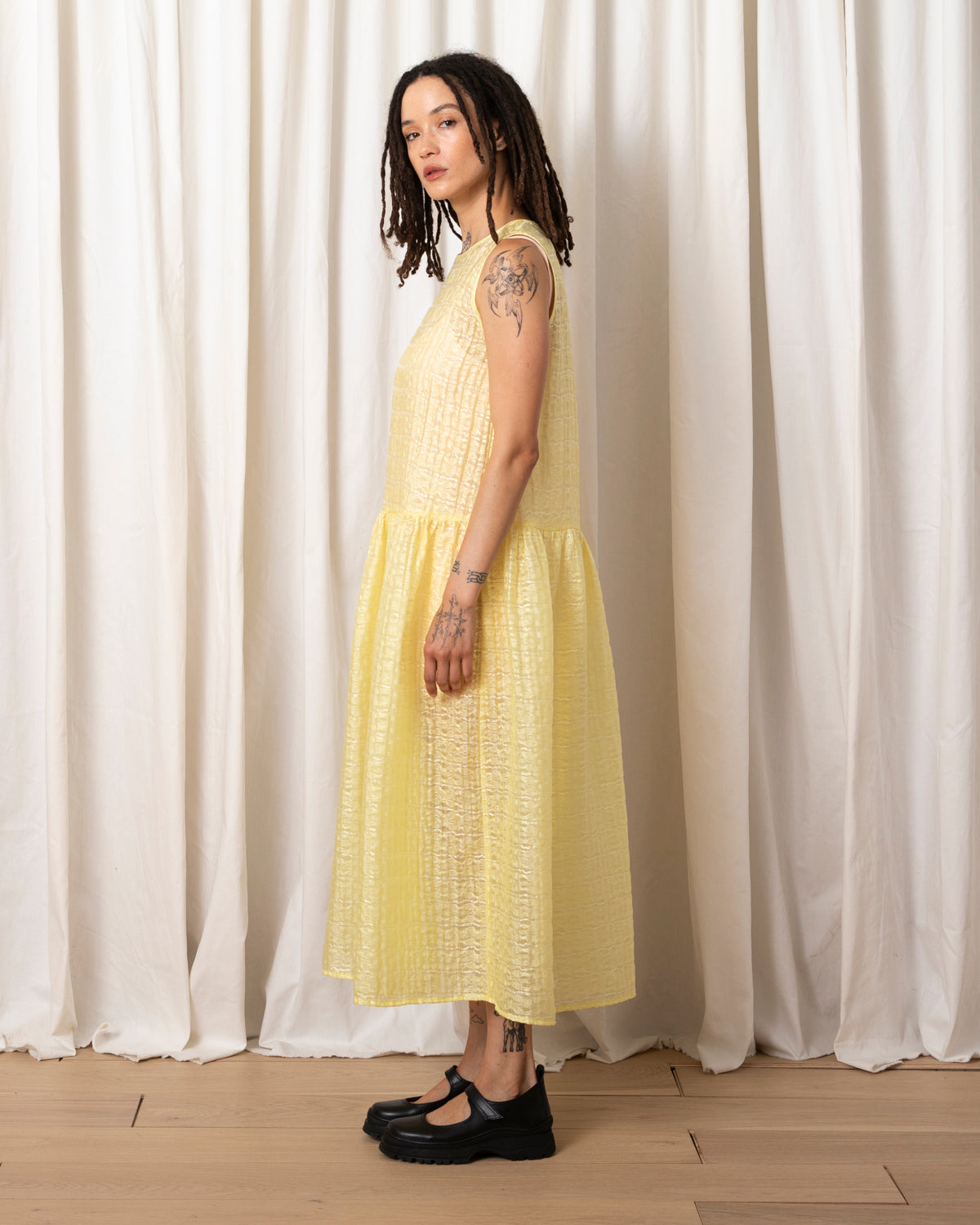 SAMPLE - DROP WAIST TANK DRESS - LEMON