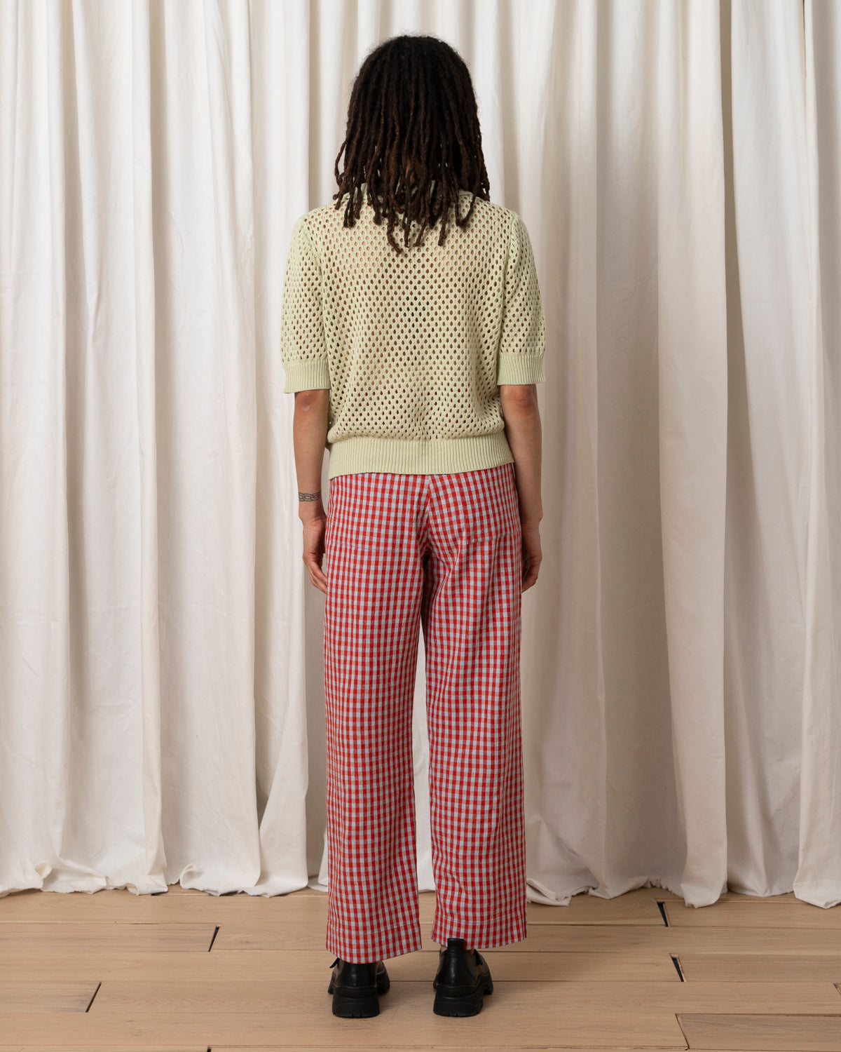SAMPLE - OPEN KNIT COLLARED TOP - MOCHI