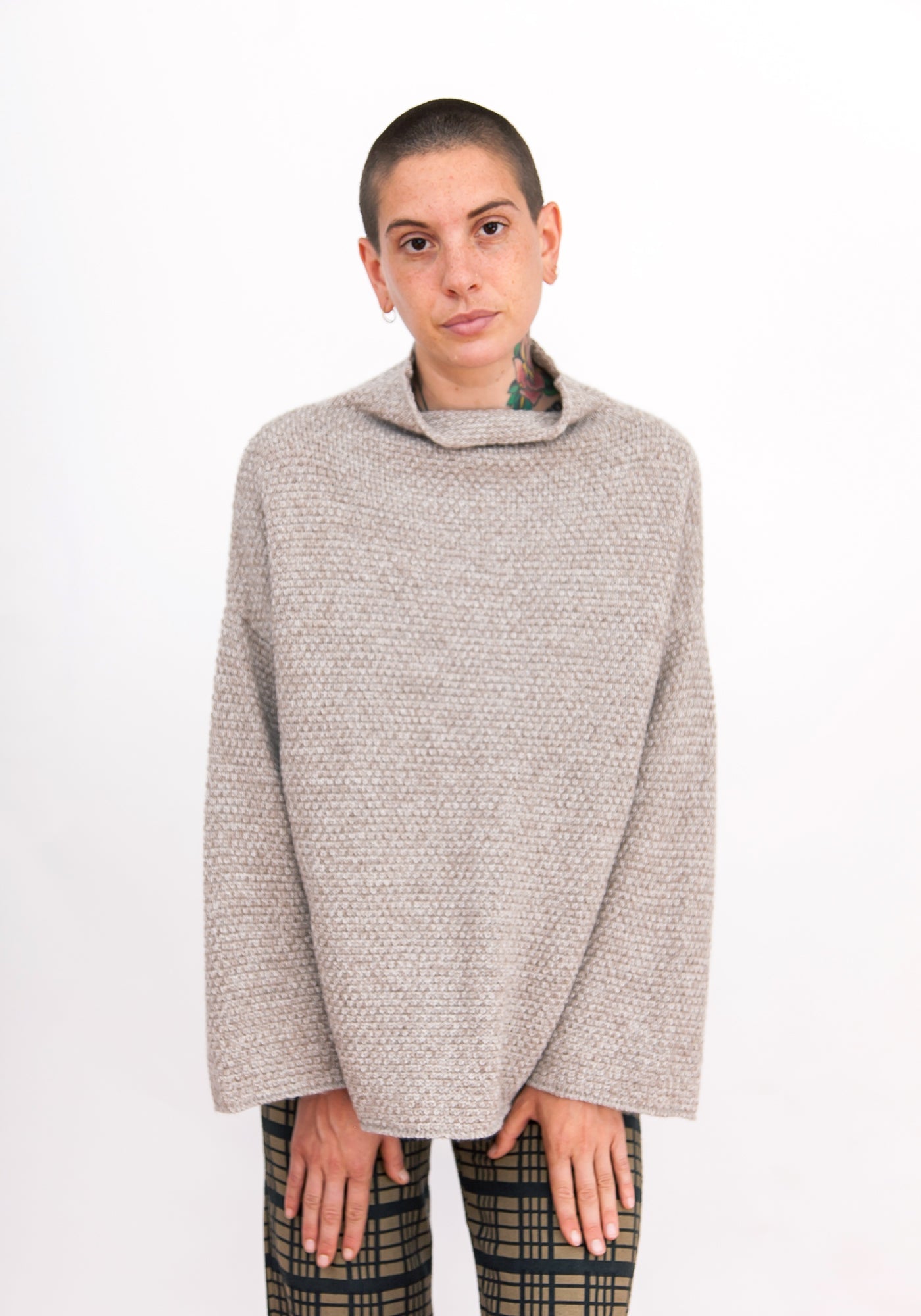 SAMPLE - ALPACA BLEND MOCK TURTLENECK - TAUPE MELANGE