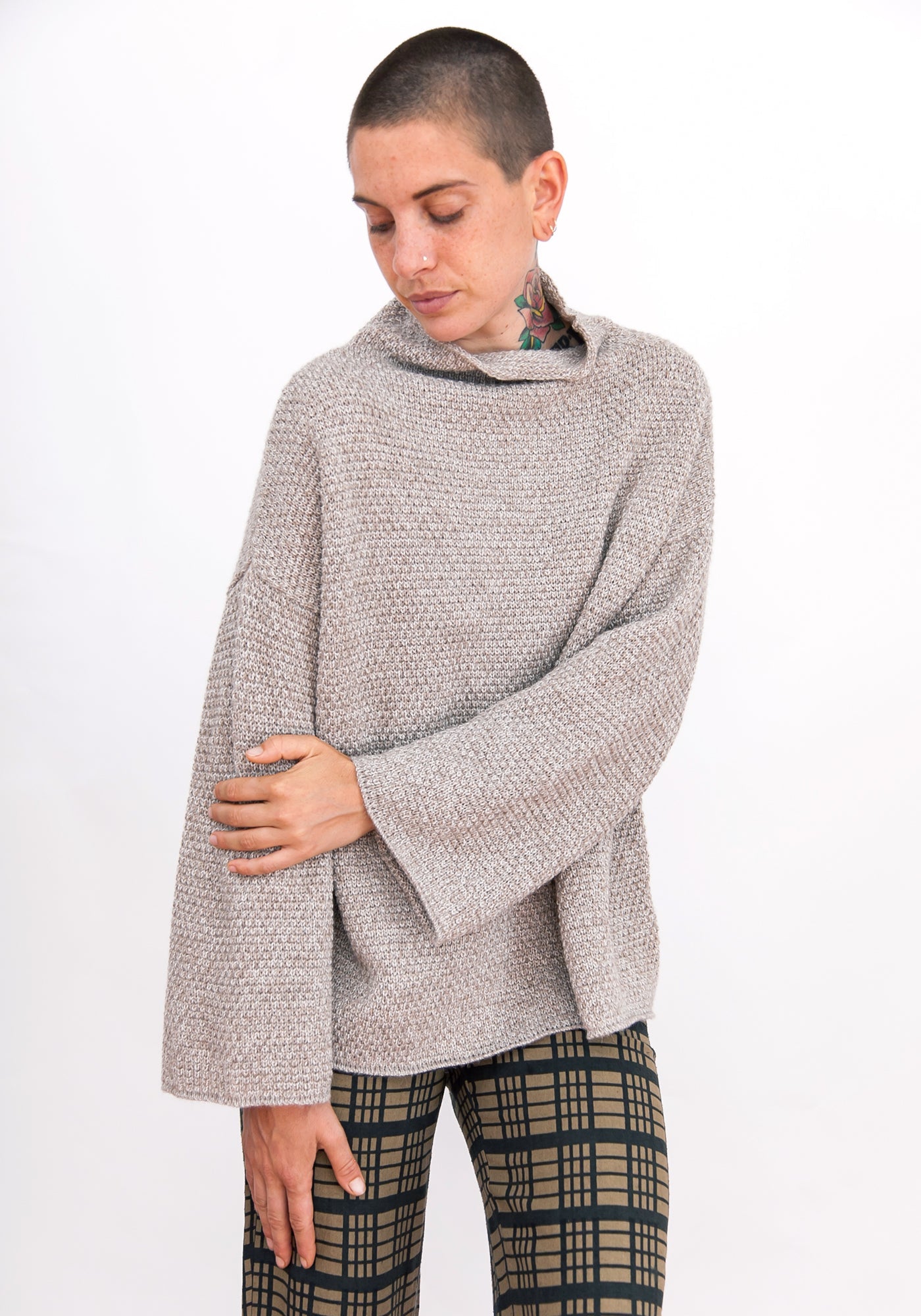 SAMPLE - ALPACA BLEND MOCK TURTLENECK - TAUPE MELANGE