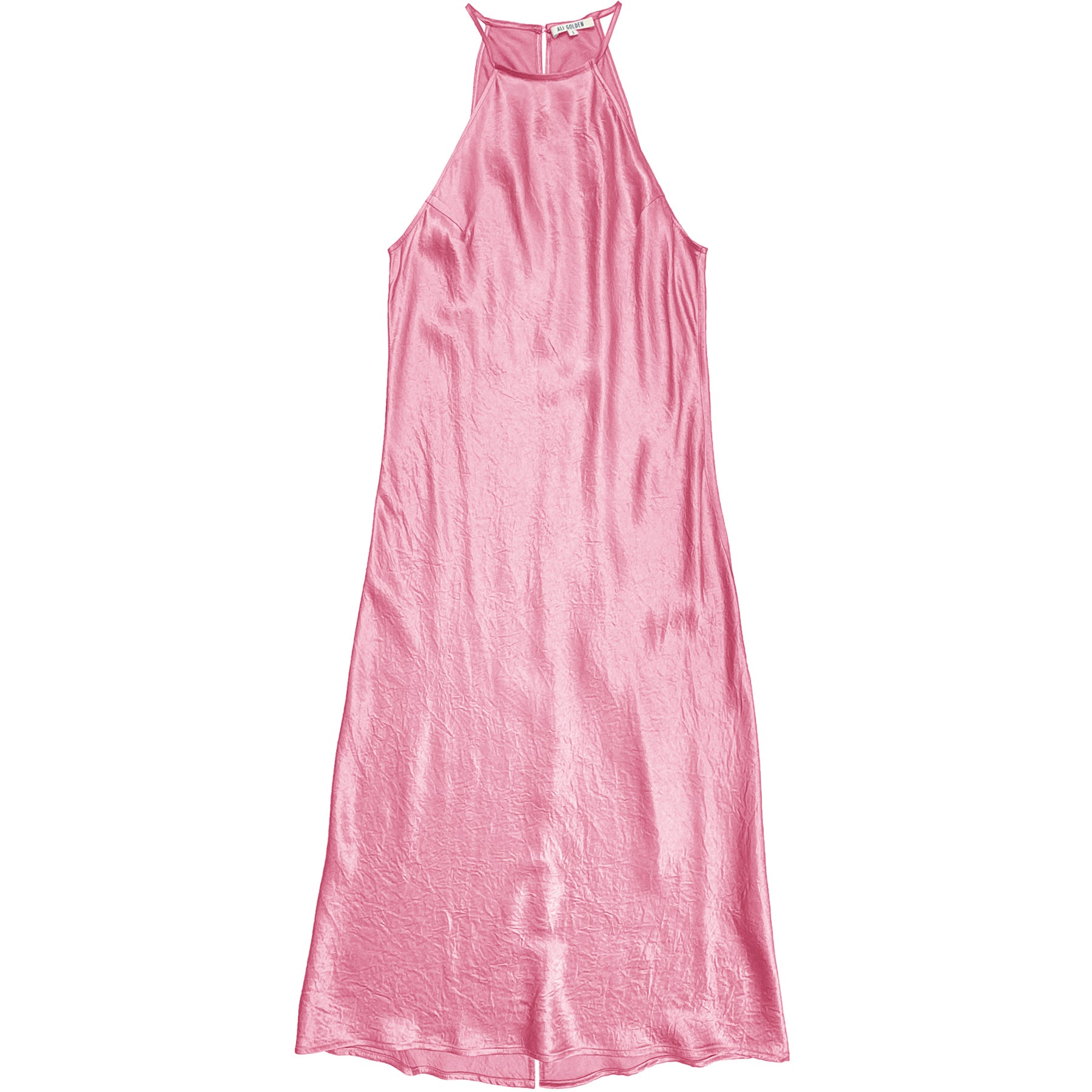 HIGH NECK BIAS DRESS - PINK