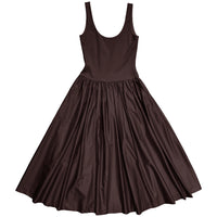 MIXED FABRIC DRESS - MUTED EGGPLANT