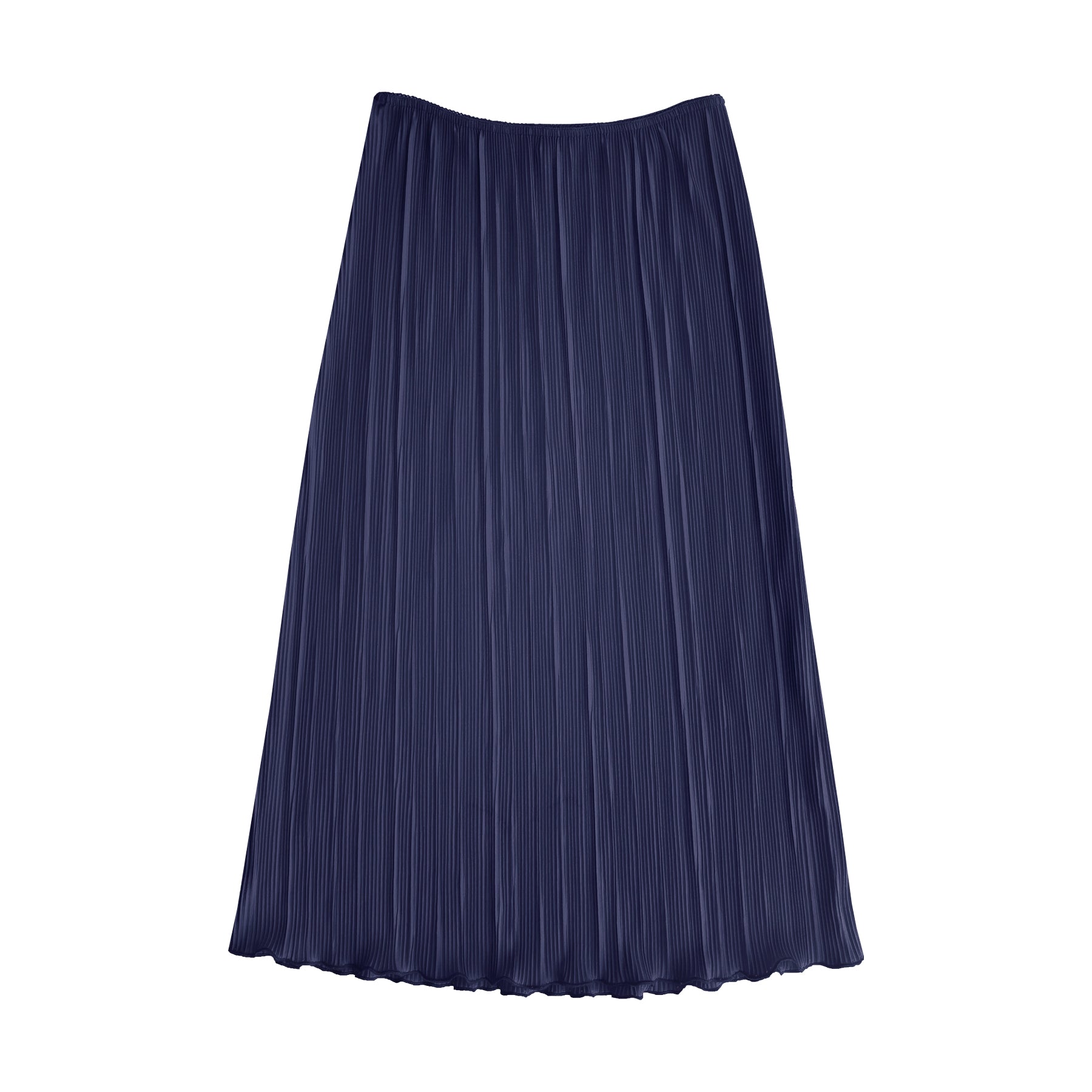 PLEATED SLIM MIDI SKIRT NAVY