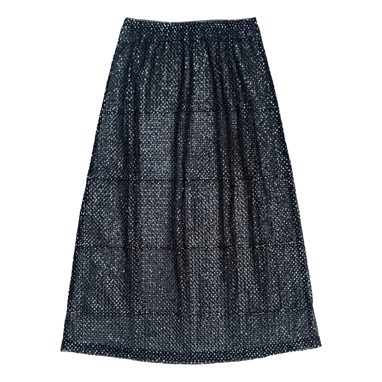 SLIM MIDI SKIRT - SILVER SEQUINS