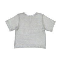 METALLIC WOVEN T-SHIRT - SILVER