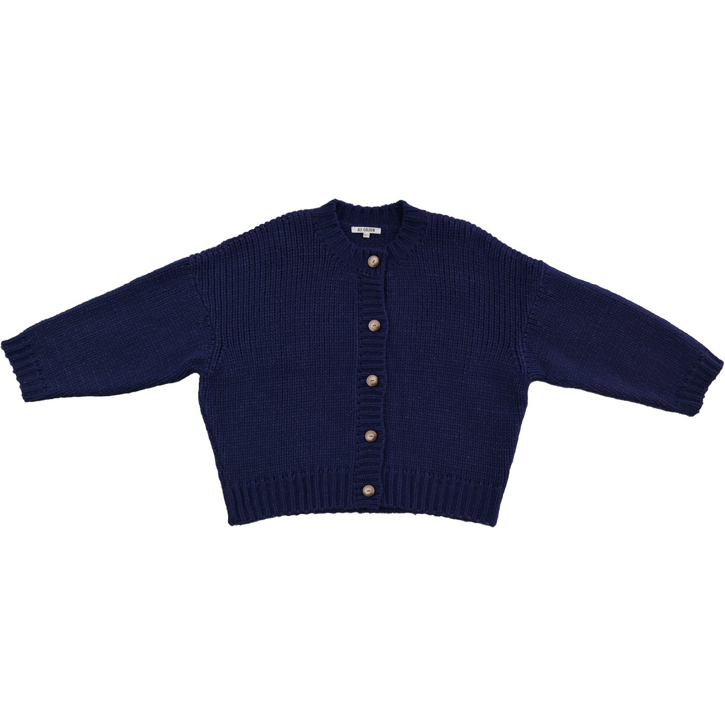 SAMPLE - MERINO CREW-NECK CARDIGAN - NAVY