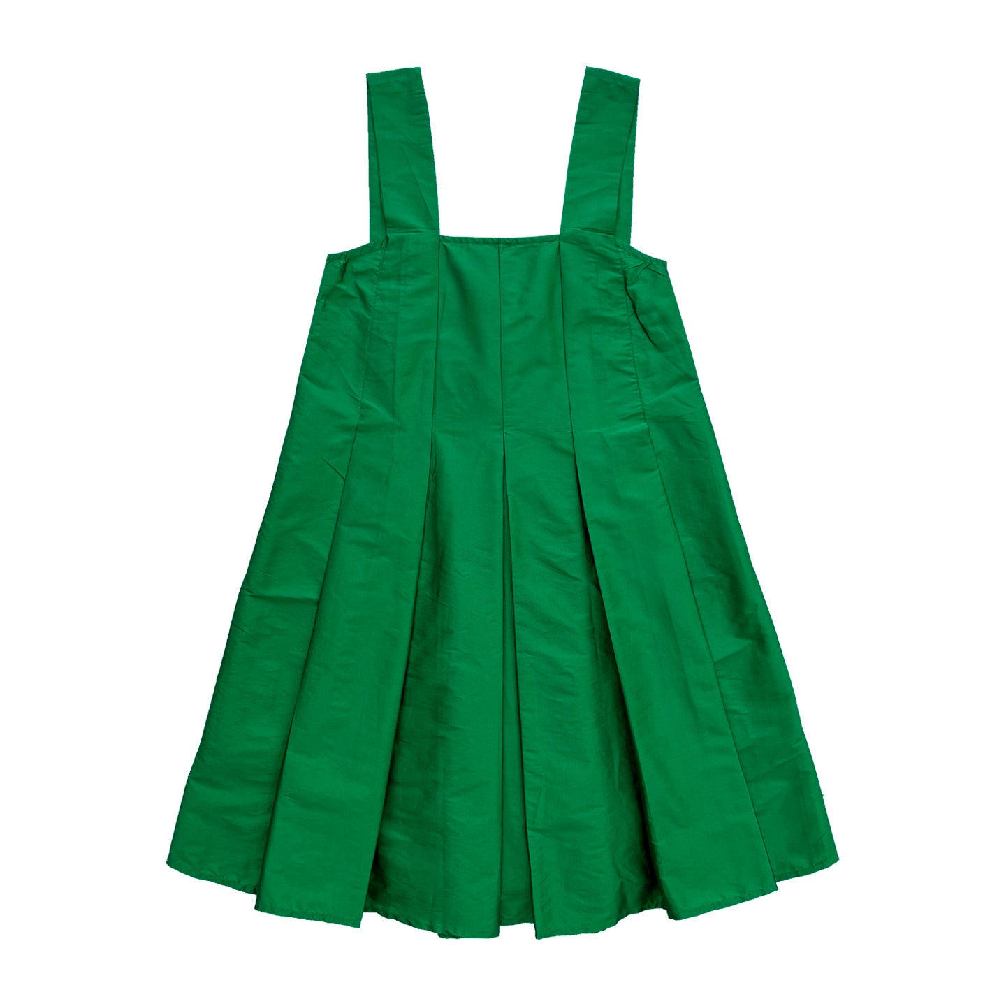 SAMPLE - PLEATED MINI DRESS - KELLY GREEN TAFFETA