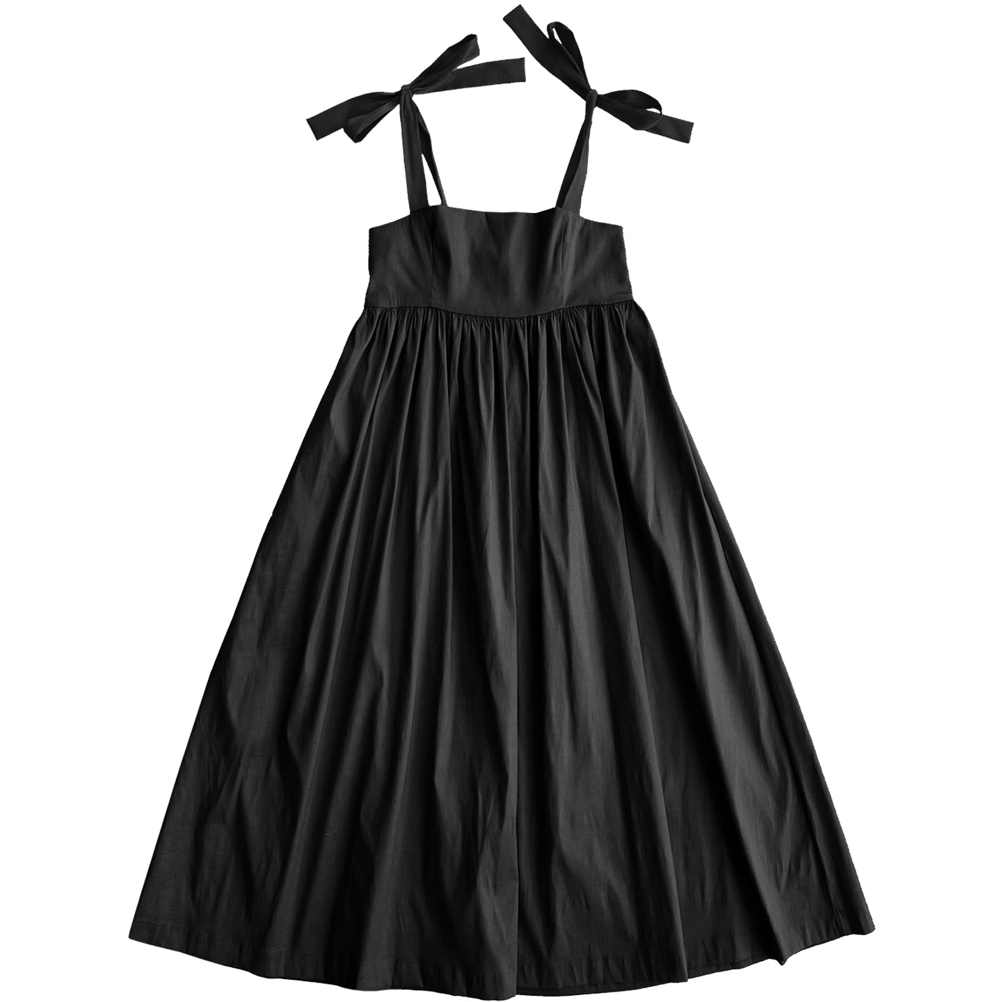 TIE STRAP DRESS - BLACK TAFFETA