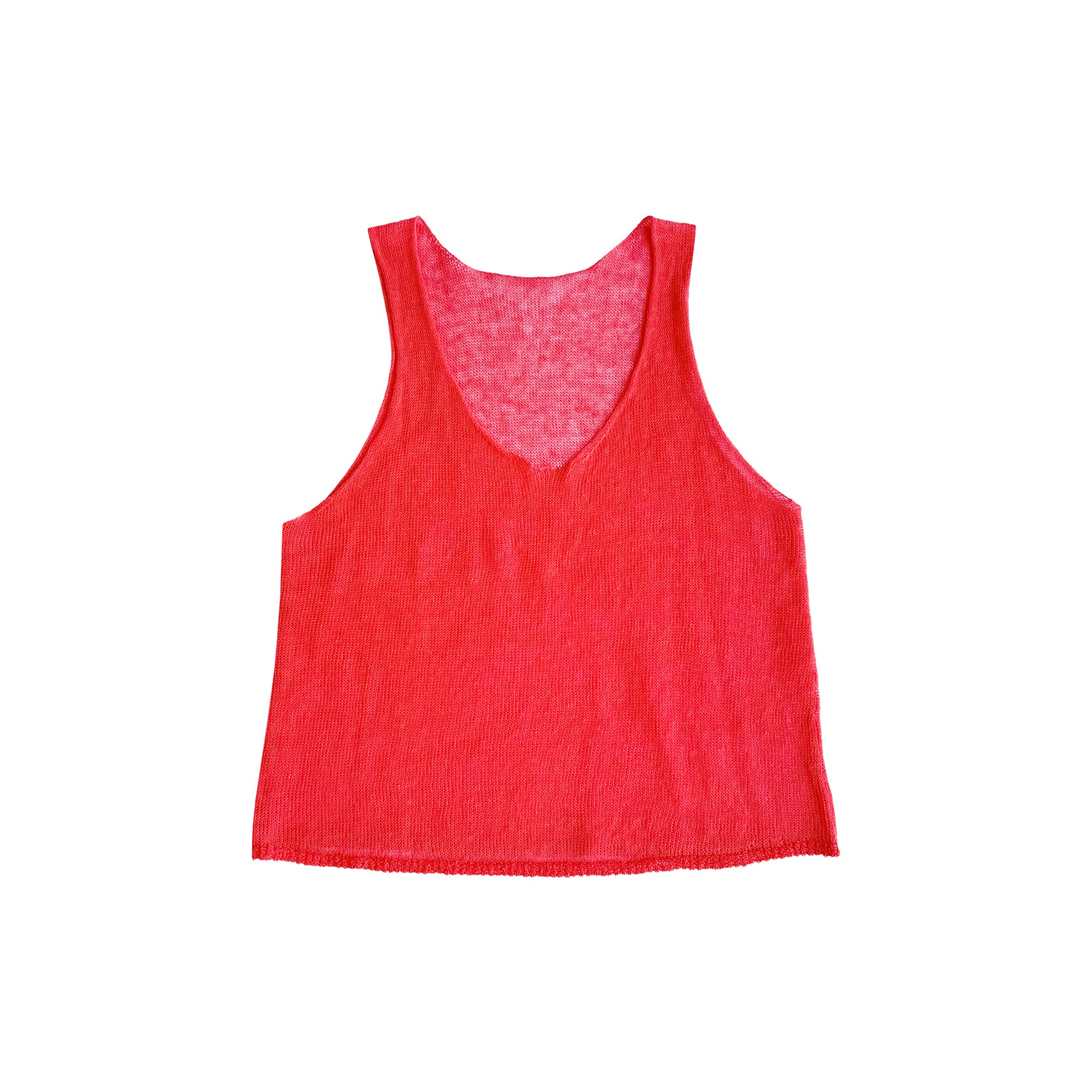 CROPPED LINEN TANK - RASPBERRY