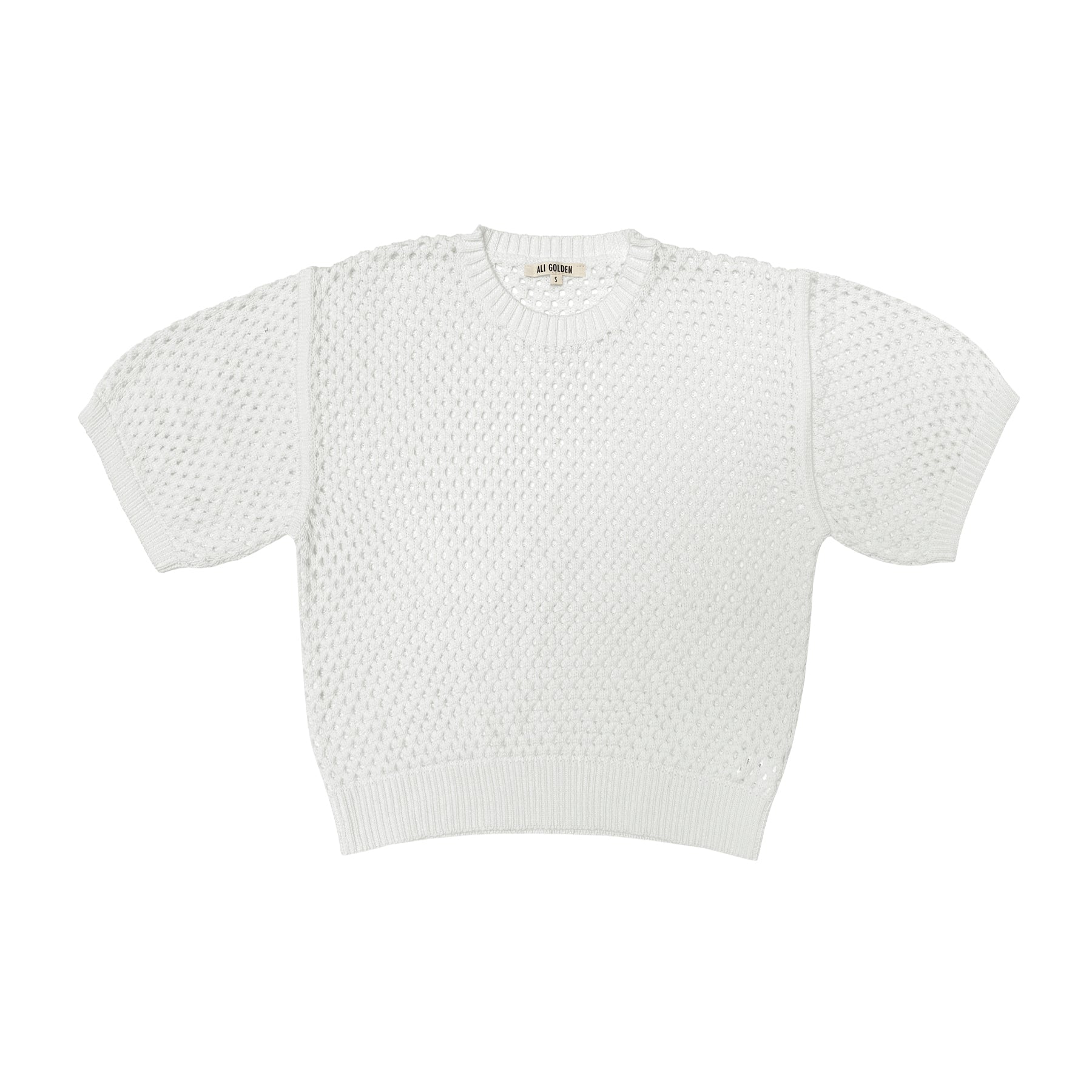 OPEN KNIT T-SHIRT - BONE