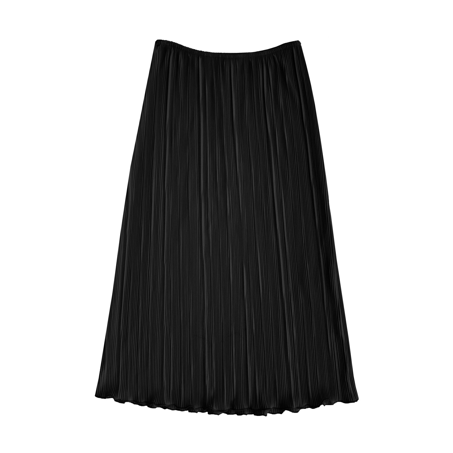 PLEATED SLIM MIDI SKIRT - BLACK