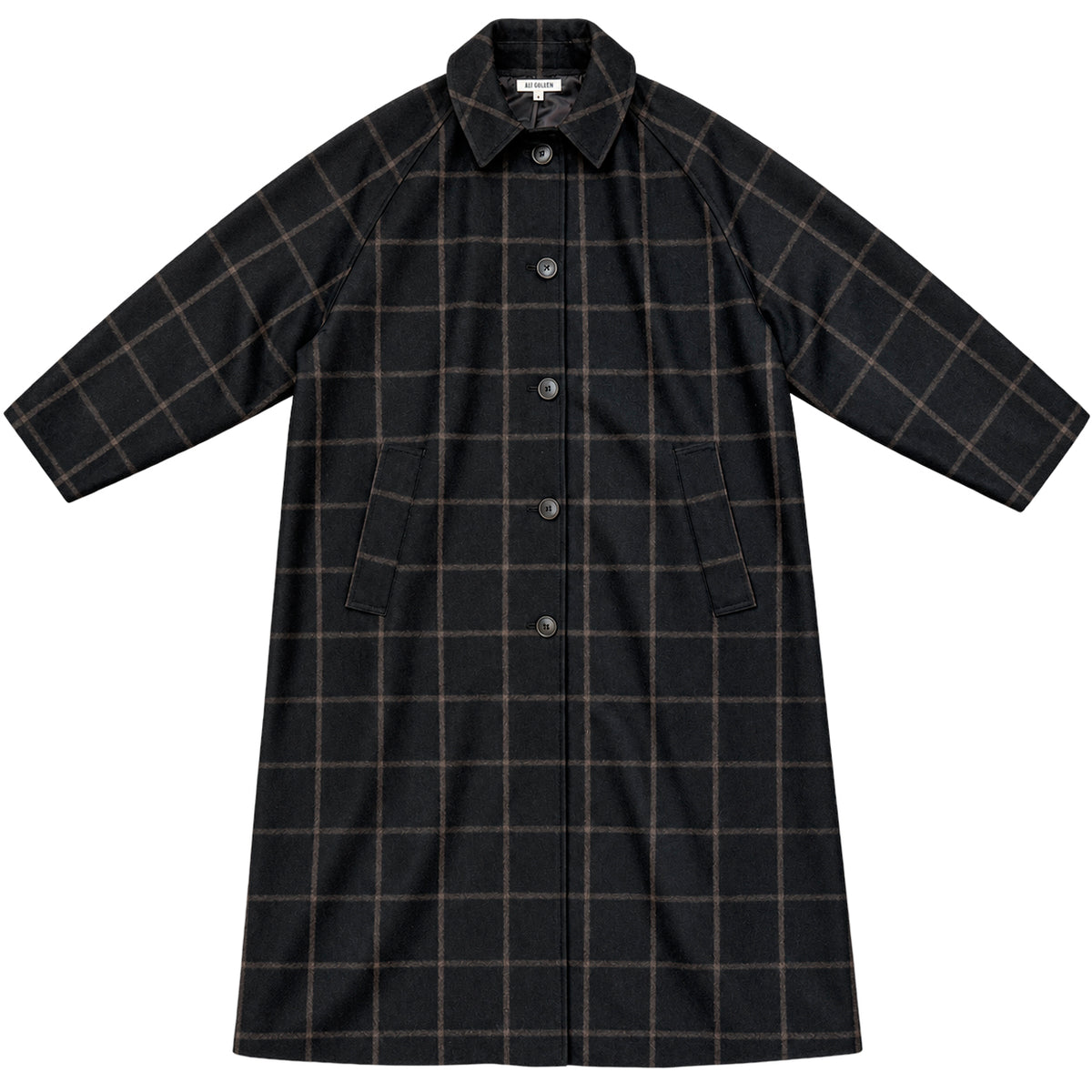 NEW WOOL TRENCH - BLACK/BROWN WINDOWPANE