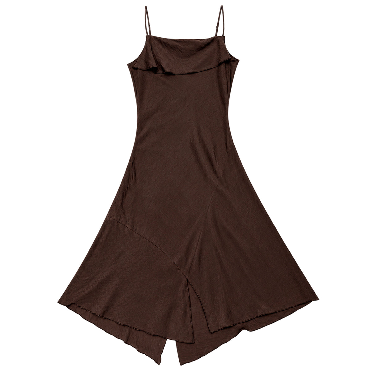 ASYMMETRICAL TANK DRESS - SUEDED BROWN
