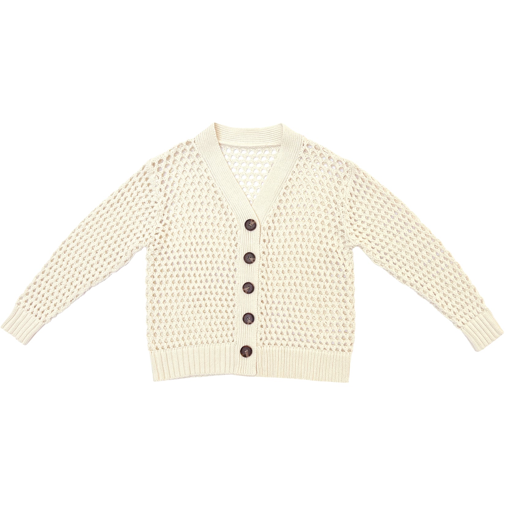 OPEN KNIT CARDIGAN SWEATER - CREAM