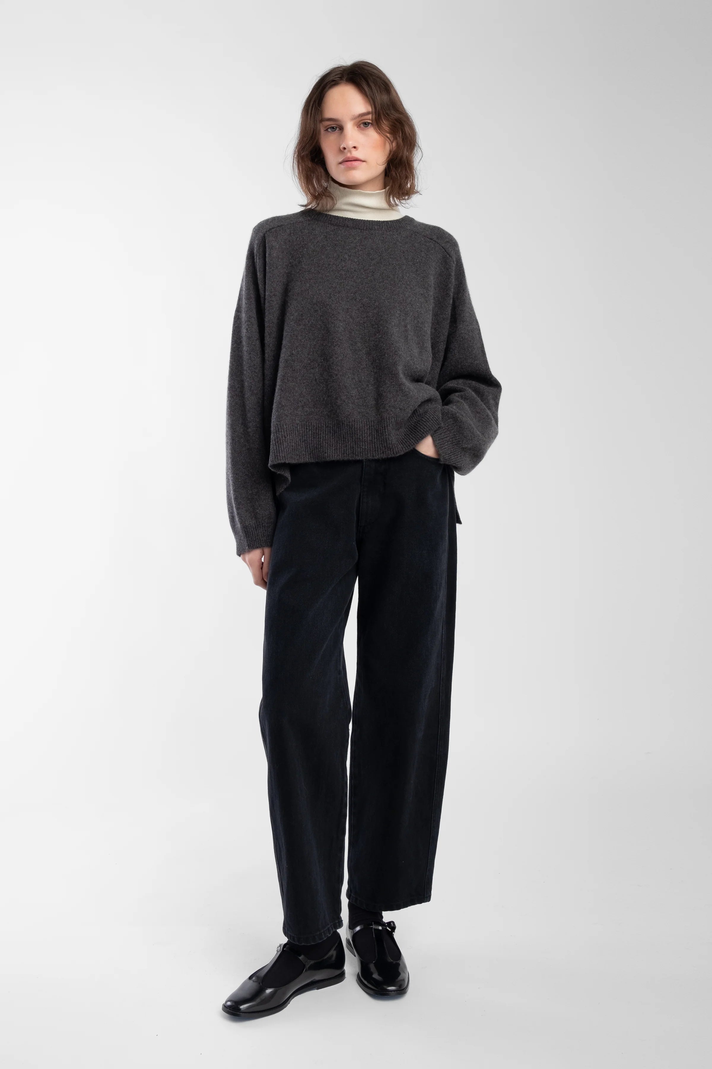 CASHMERE SHELL SWEATER - CHARCOAL