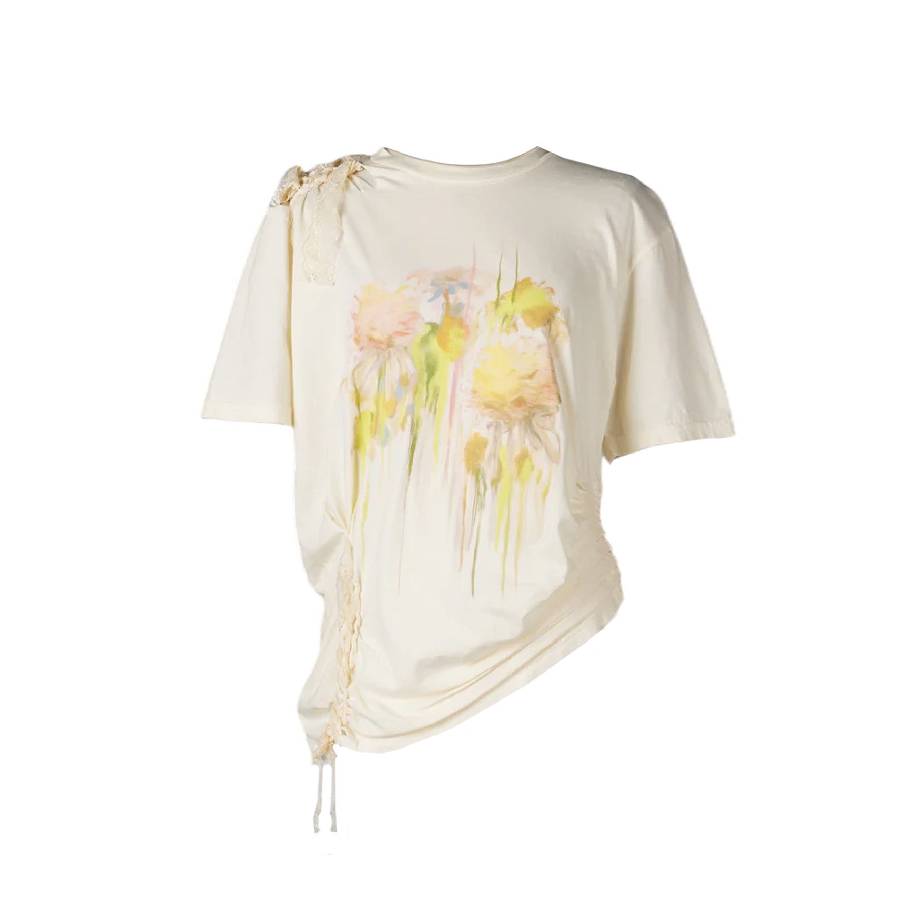 FLOWER DRIP LACE KATINA TEE - IVORY