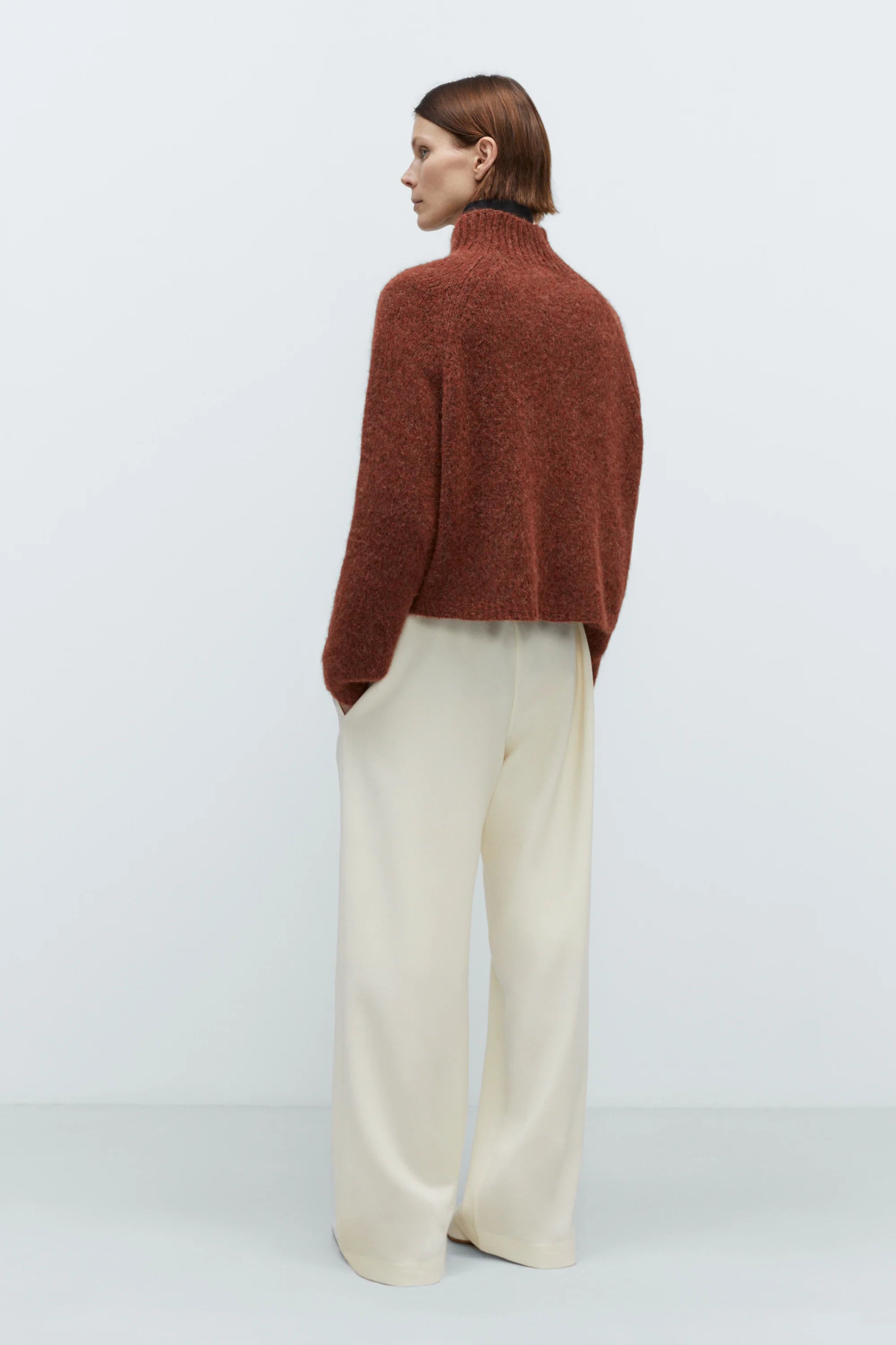 BABY ALPACA  POLO SWEATER - TERRACOTTA