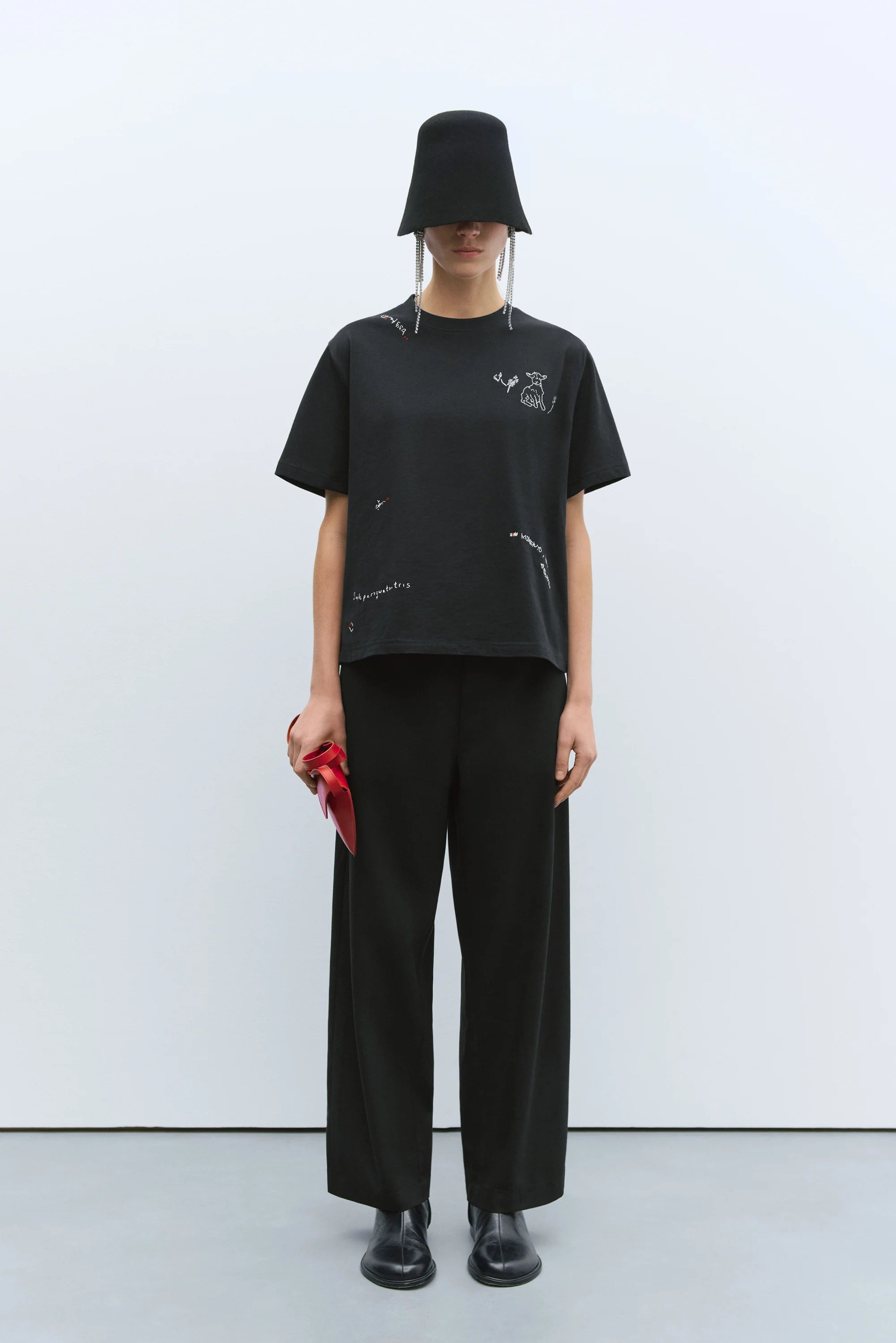 INSTANTE EMBROIDERED T-SHIRT - BLACK