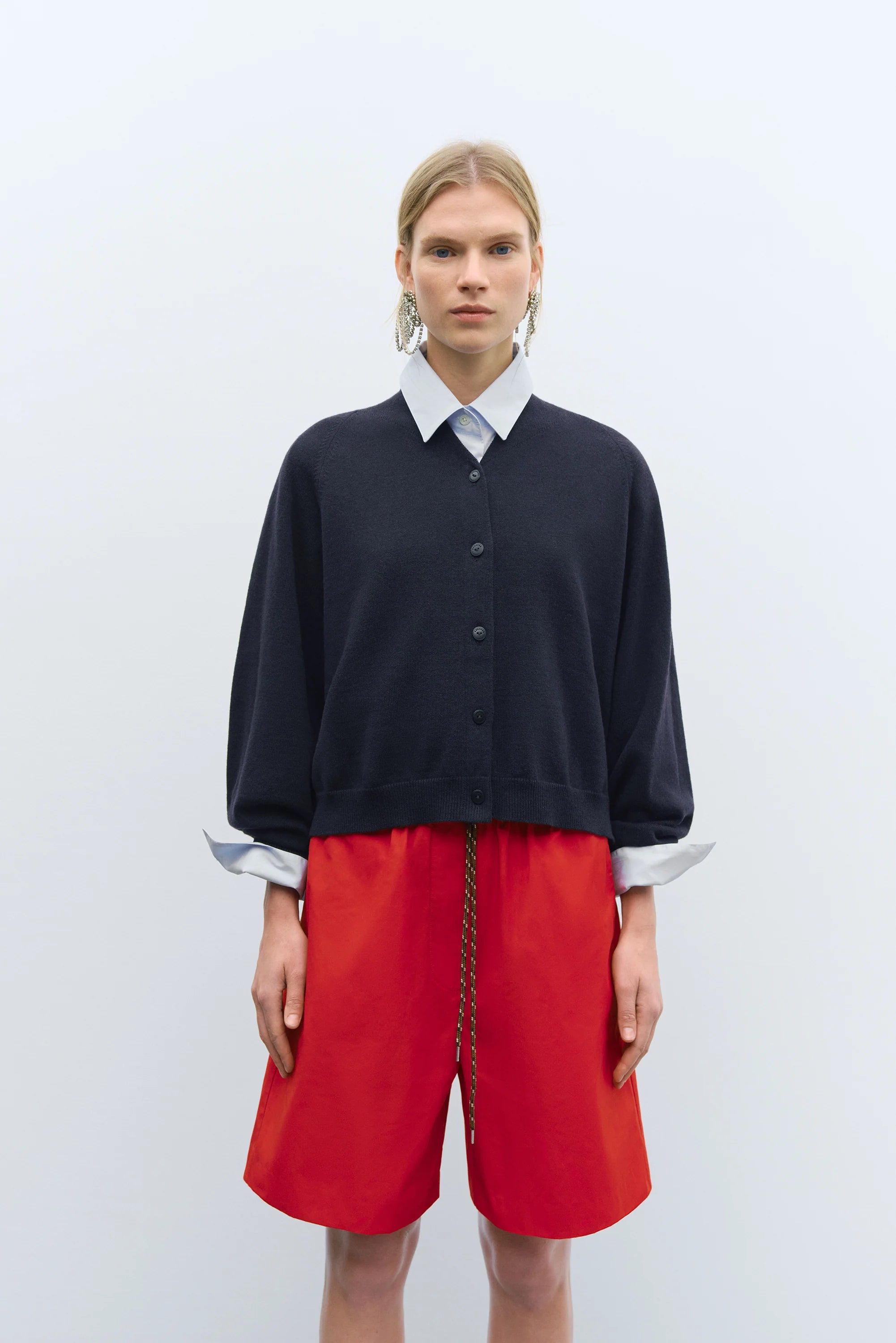MERINO WOOL CARDIGAN - NAVY