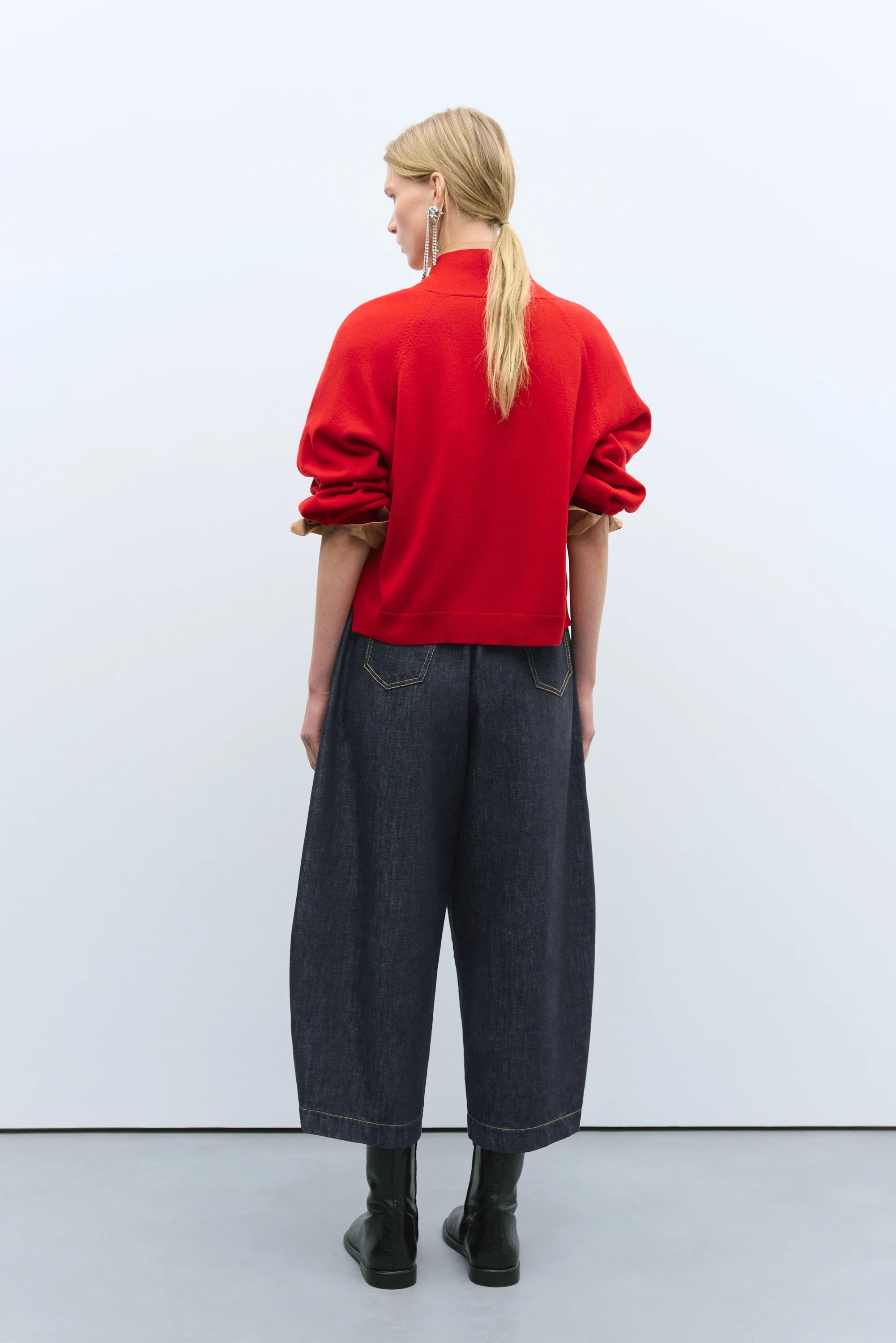 MERINO WOOL CARDIGAN - RED