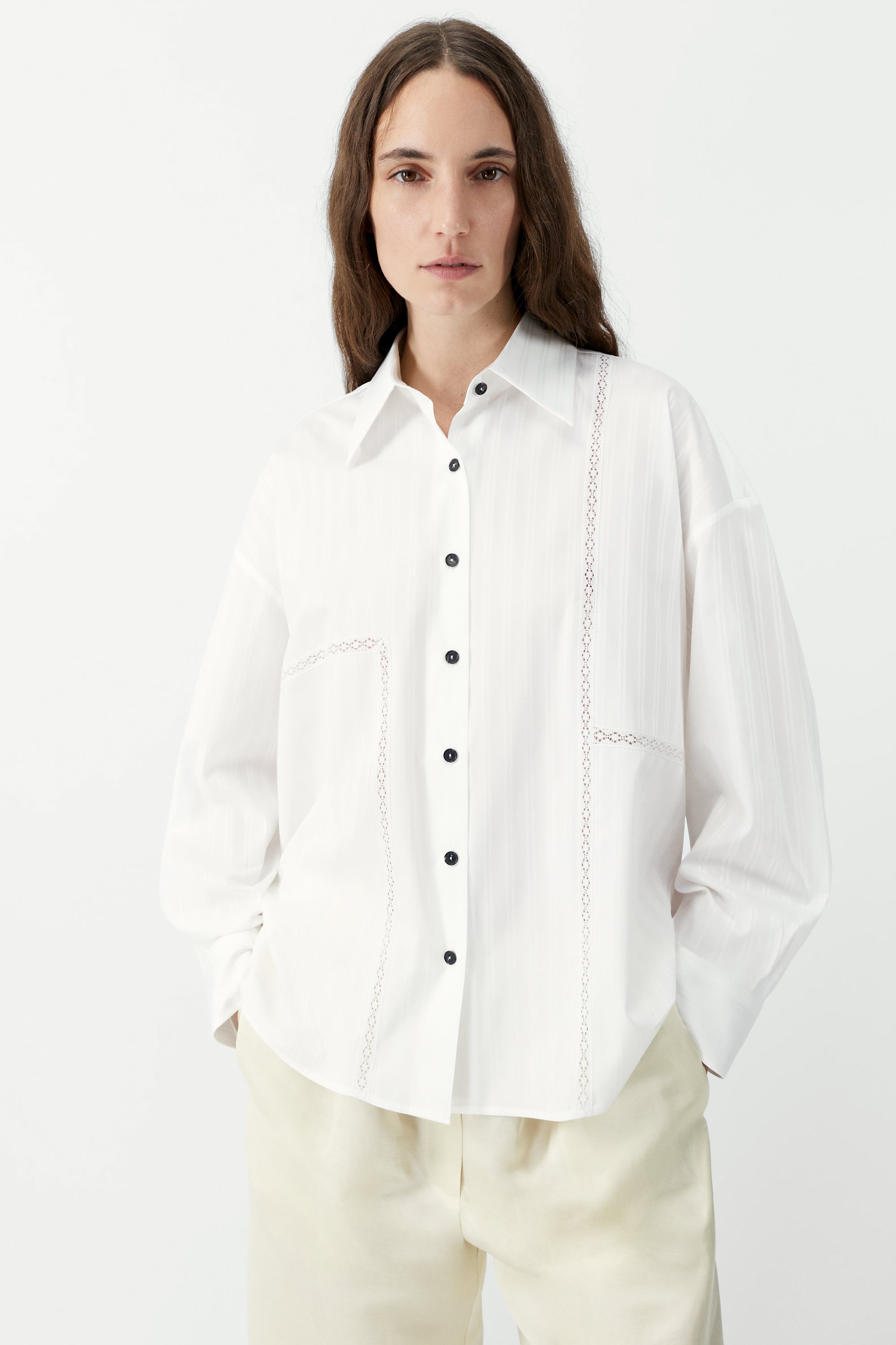 OVERSIZED LACE SHIRT - WHITE