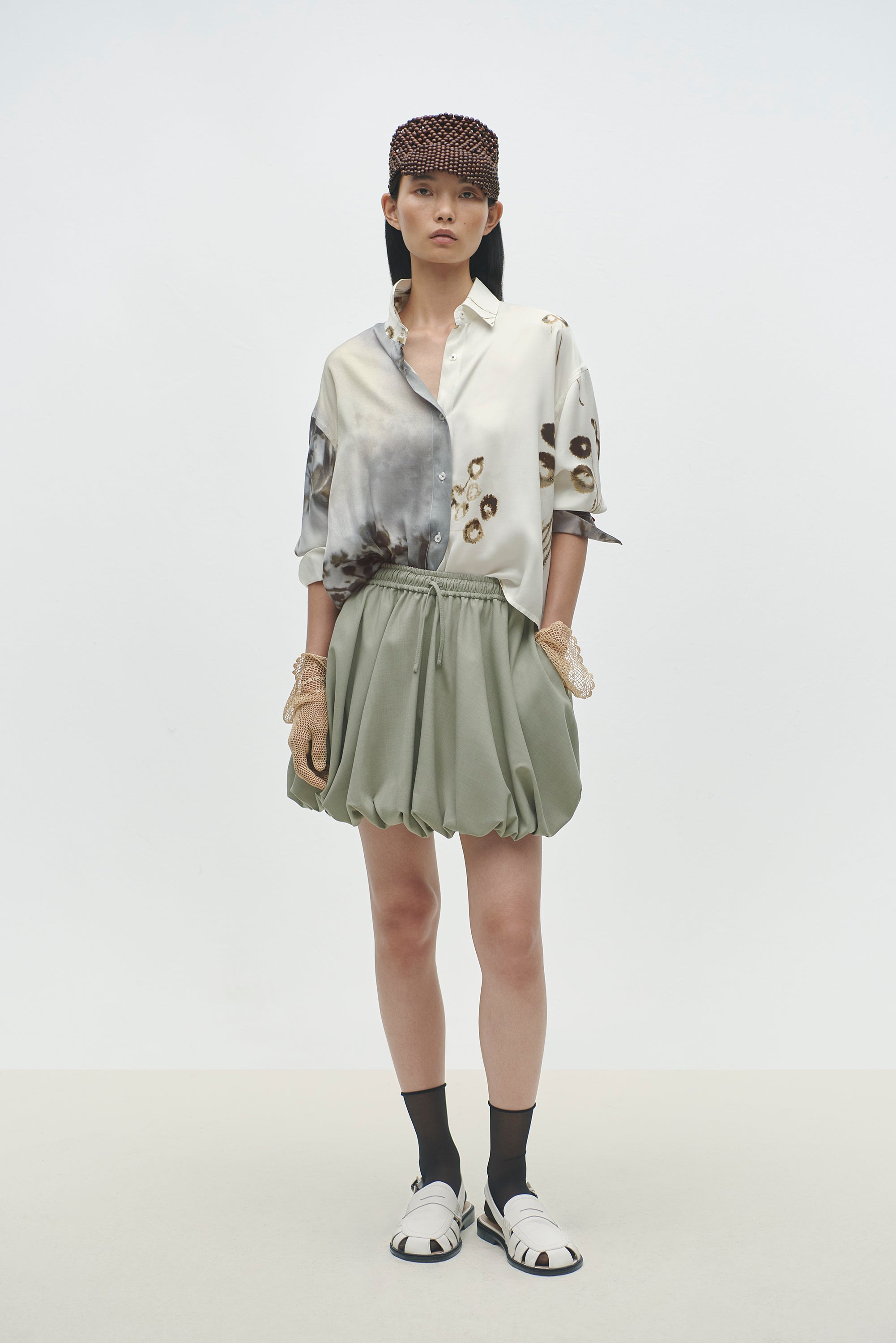 BALLOON MINI SKIRT - SALVIA