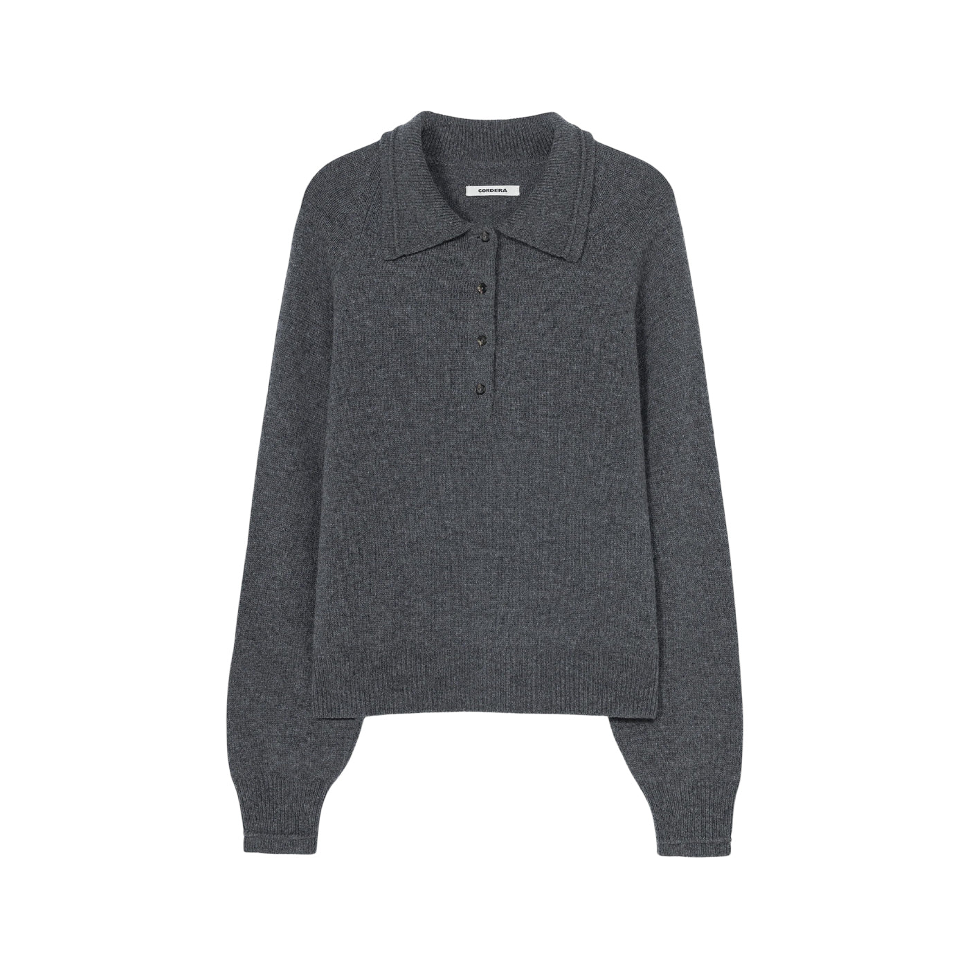 MERINO WOOL POLO SWEATER - GREY