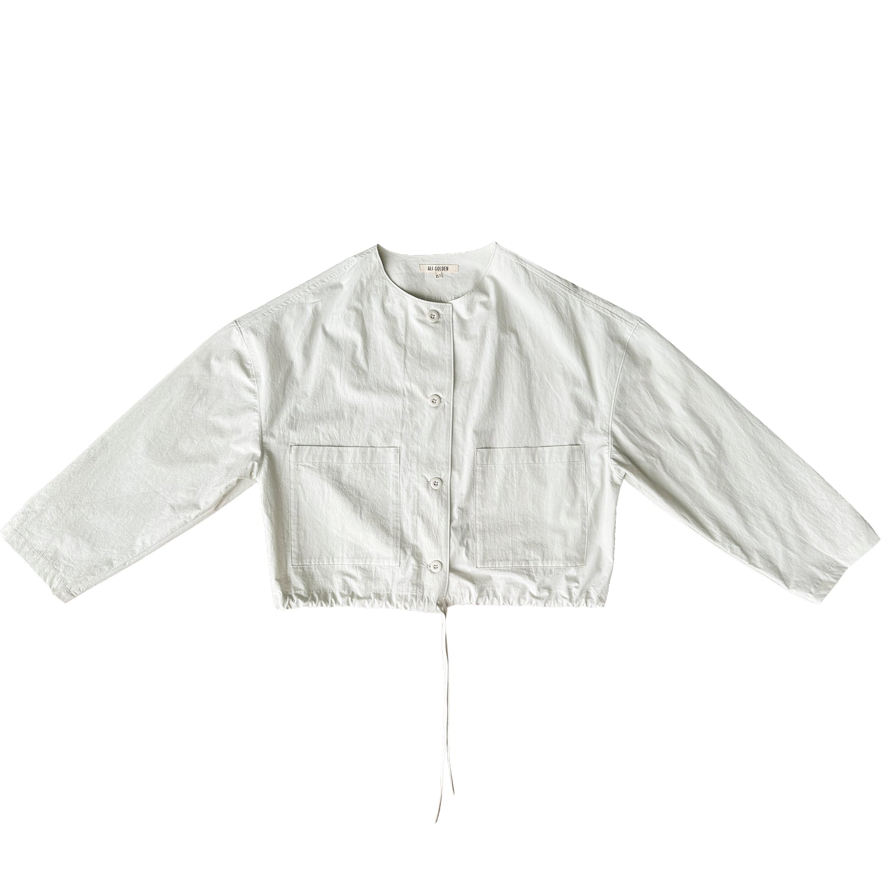 SPRING CROPPED DRAWSTRING JACKET - ECRU