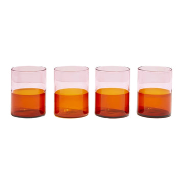 TWO TONE GLASSES - SET OF 4 - PINK & AMBER