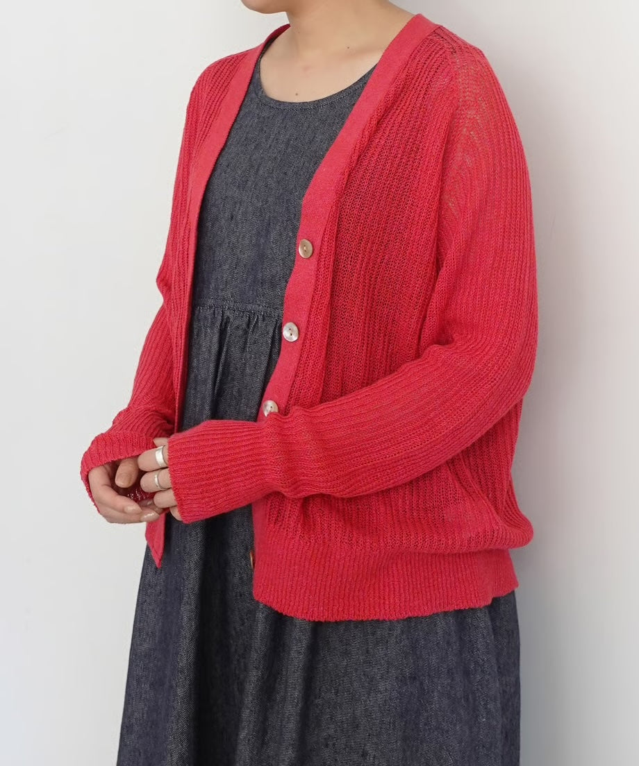 WHOLE GARMENT CARDIGAN - RED