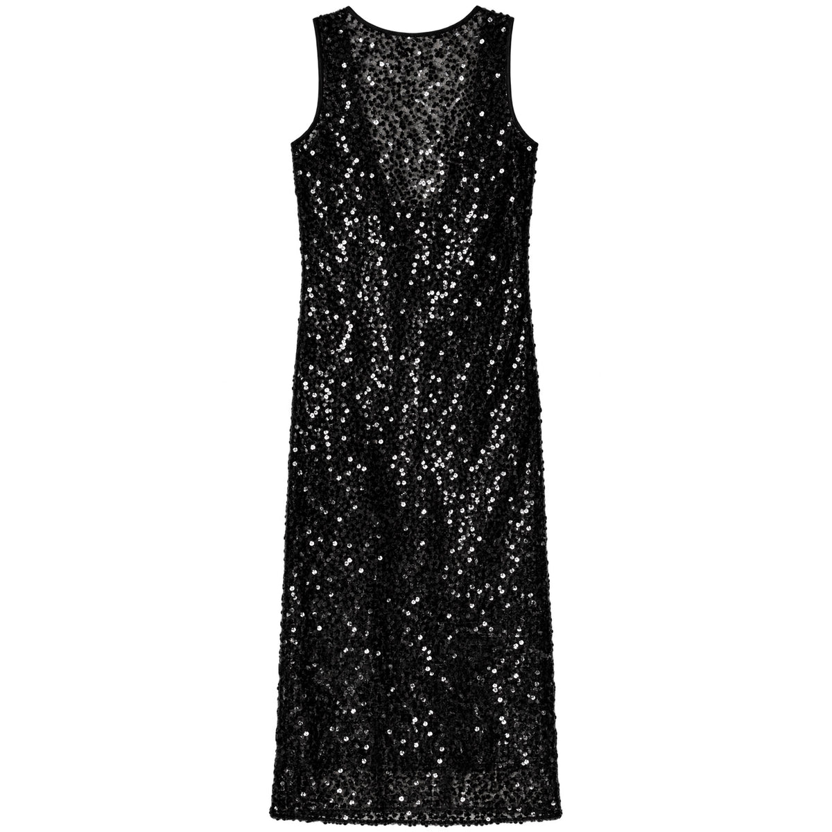 LOW BACK COLUMN DRESS - BLACK SEQUINS