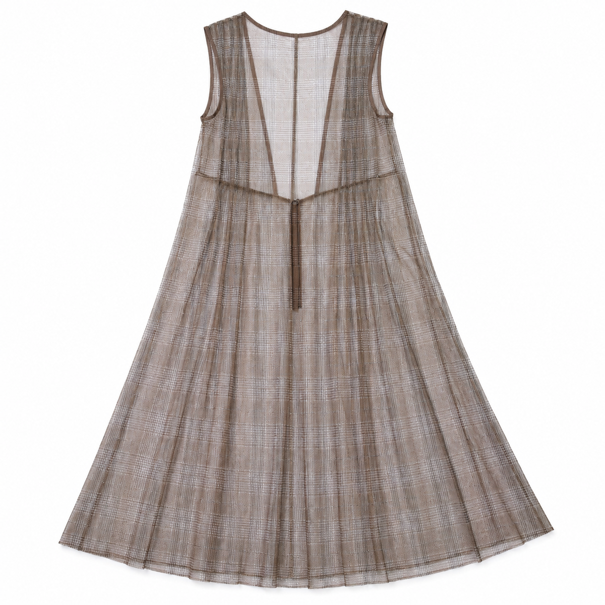 pleated plaid dress MESH HIGH NECK redo-exclude Short Sleeve A-Line Fall Dresses: Must-Try Color:Beige Black