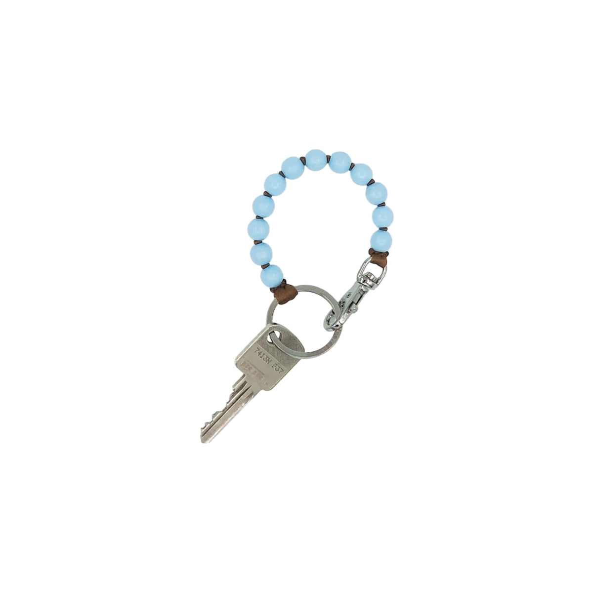 PERLEN KEY HOLDER SHORT - PASTEL BLUE/MOCCA